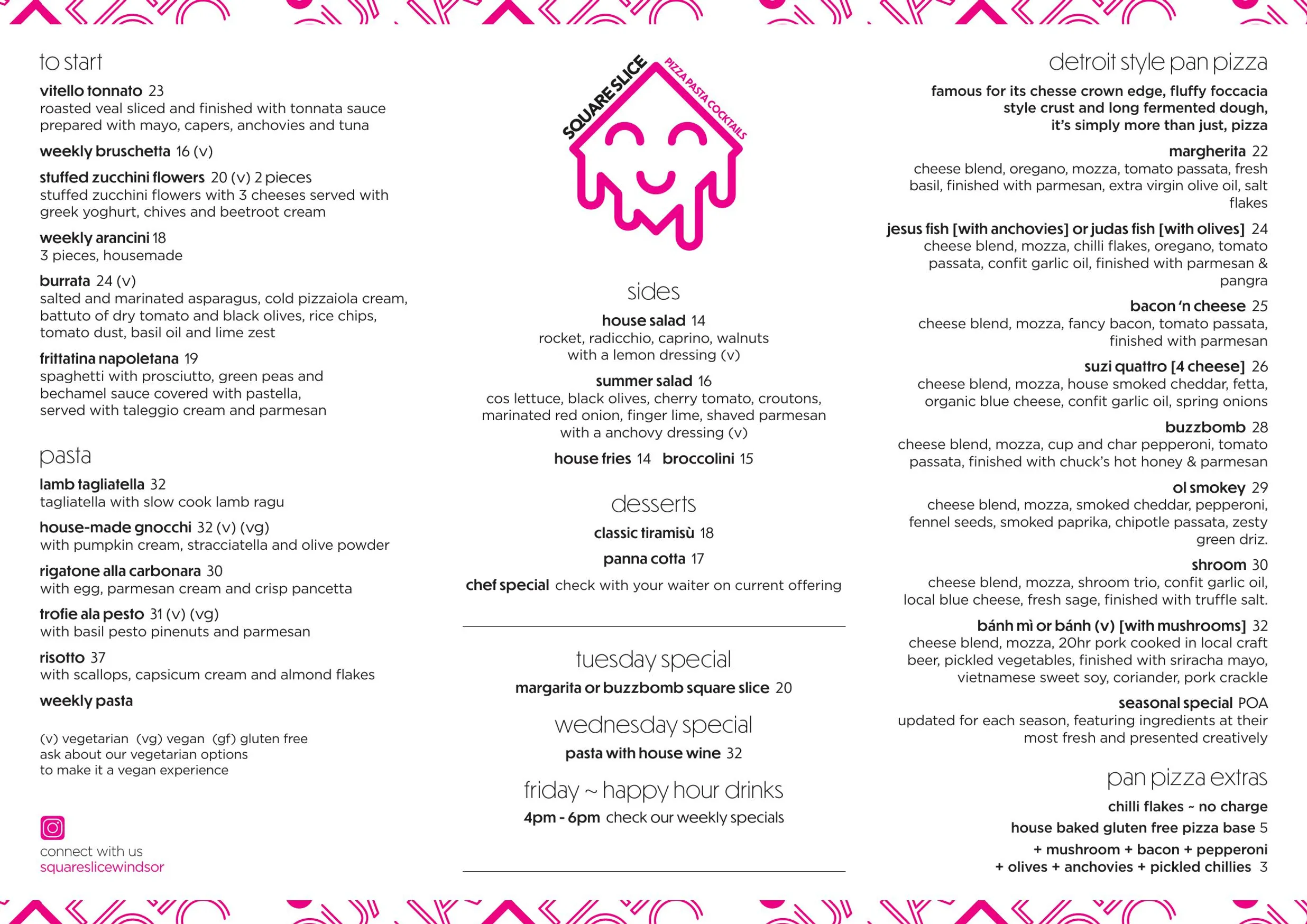 Square Slice menu, page 2