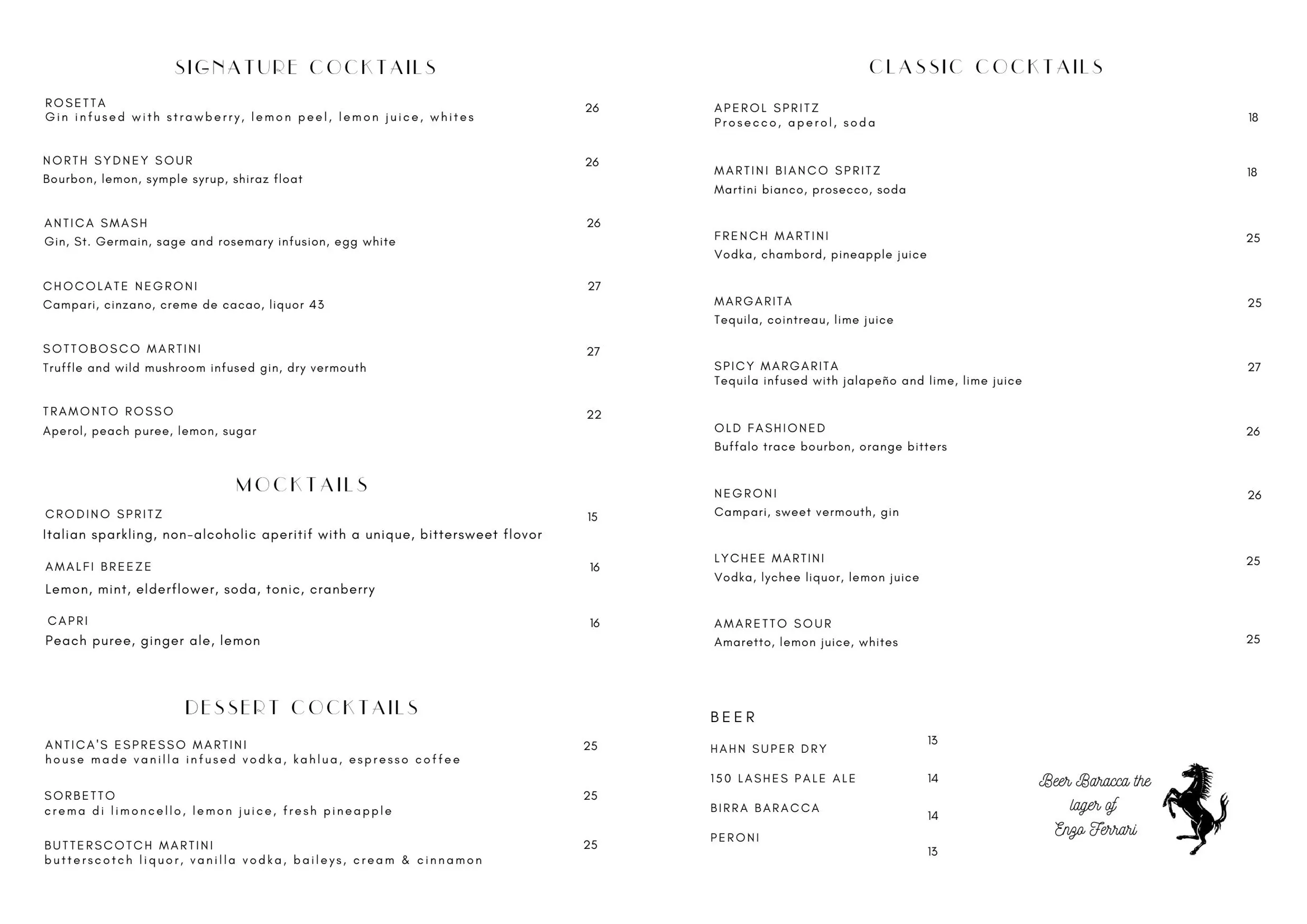 Antica menu, page 4