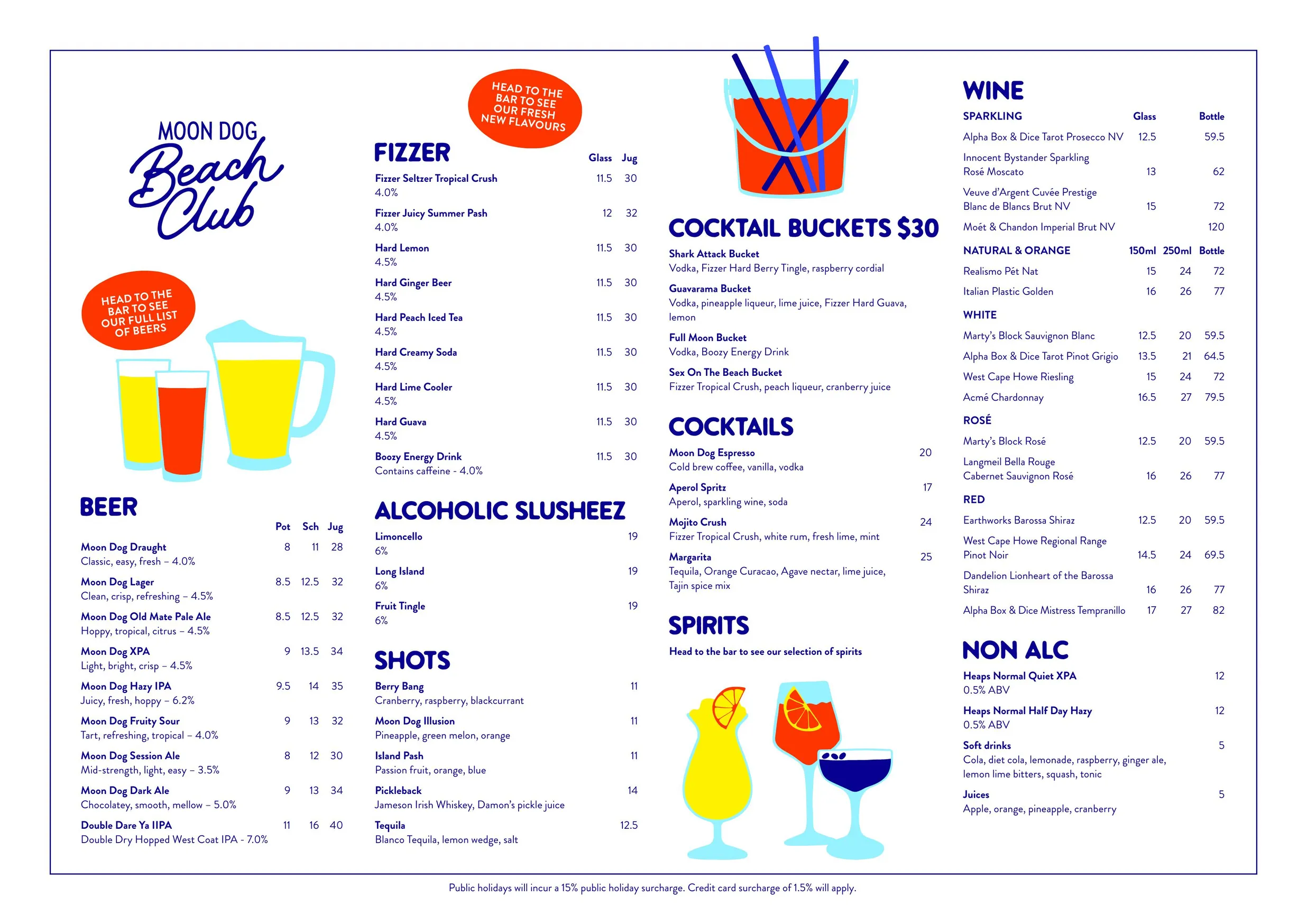 Moon Dog Beach Club menu, page 2