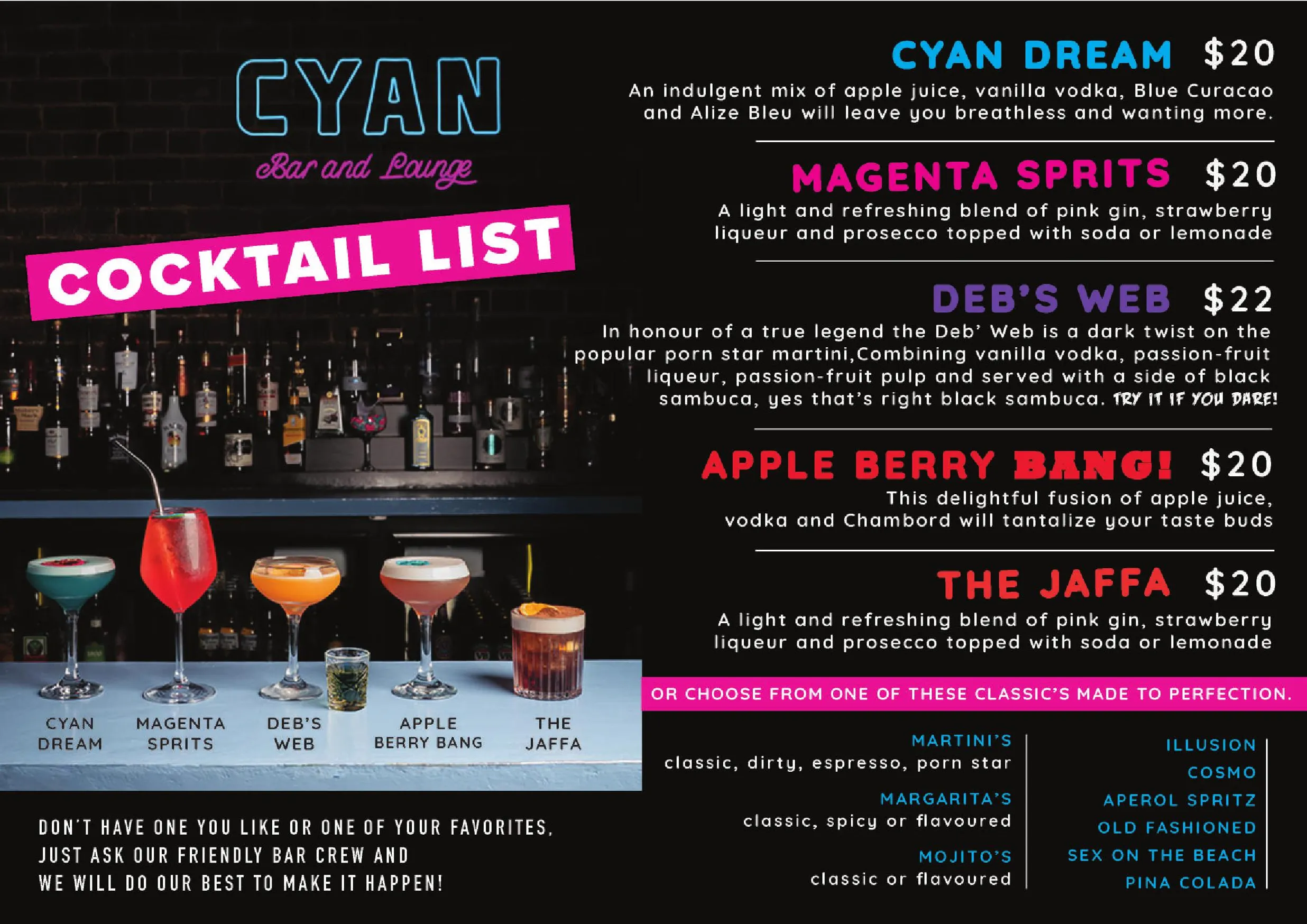 Cyan Bar & Lounge menu, page 3