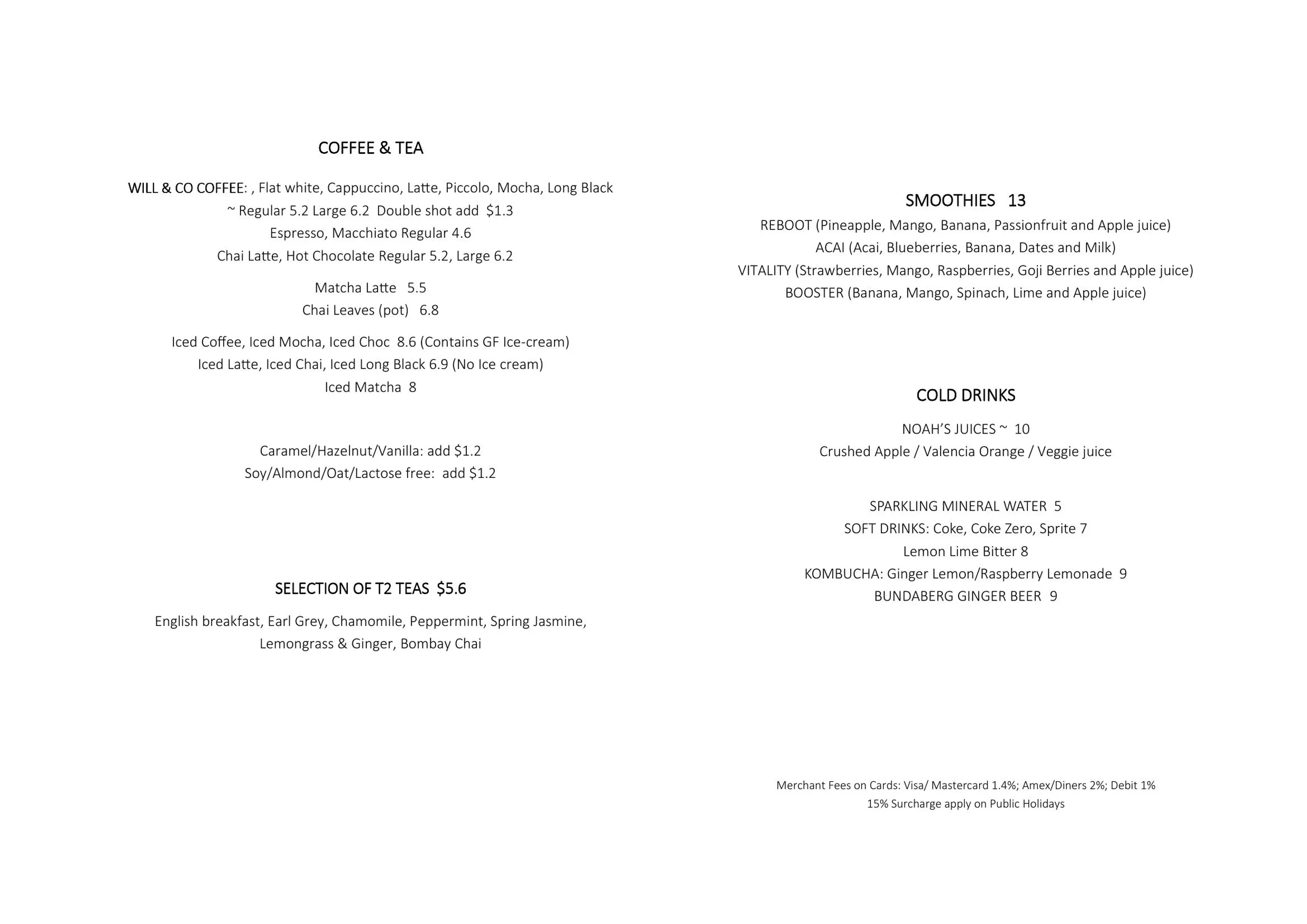 Pasture of Kirribilli menu, page 4