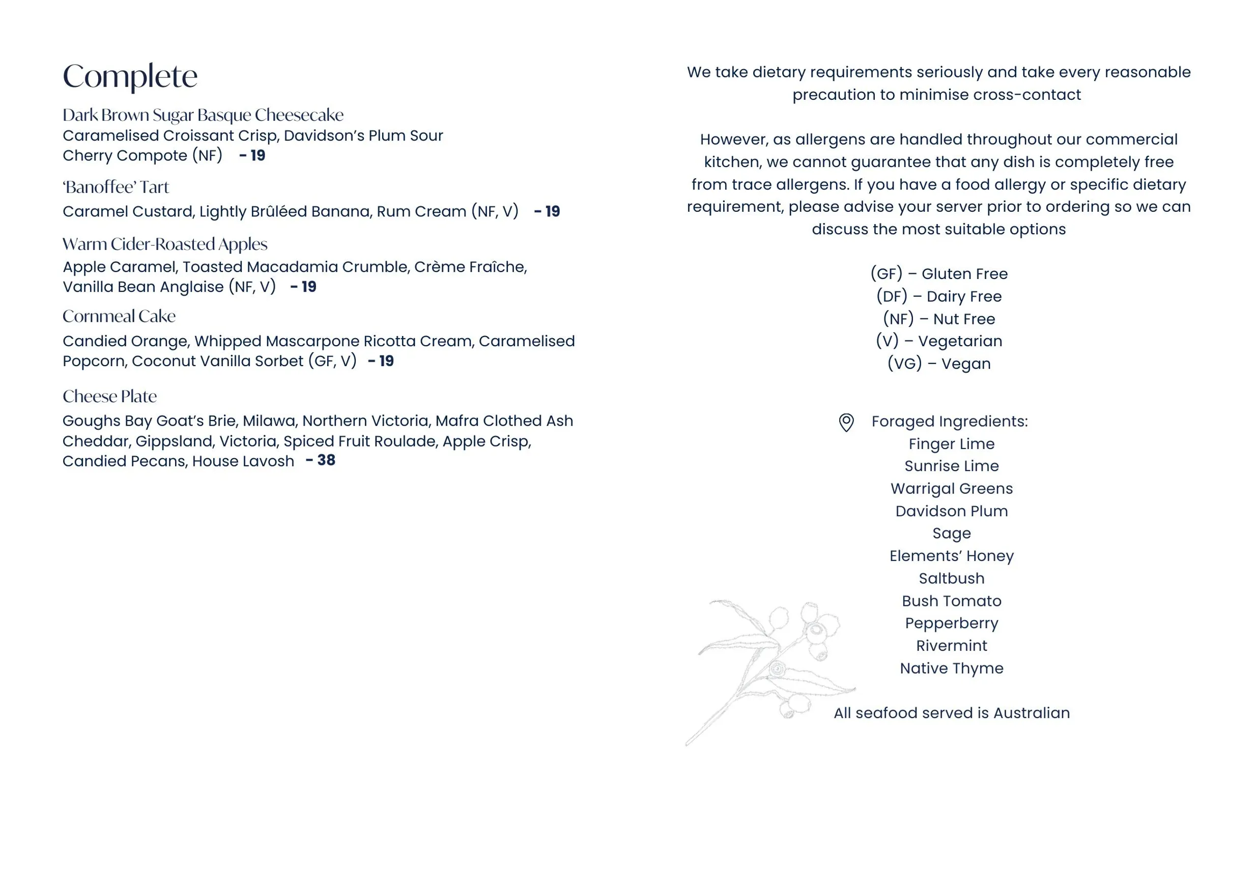Azure Bar and Grill at Elements of Byron menu, page 4