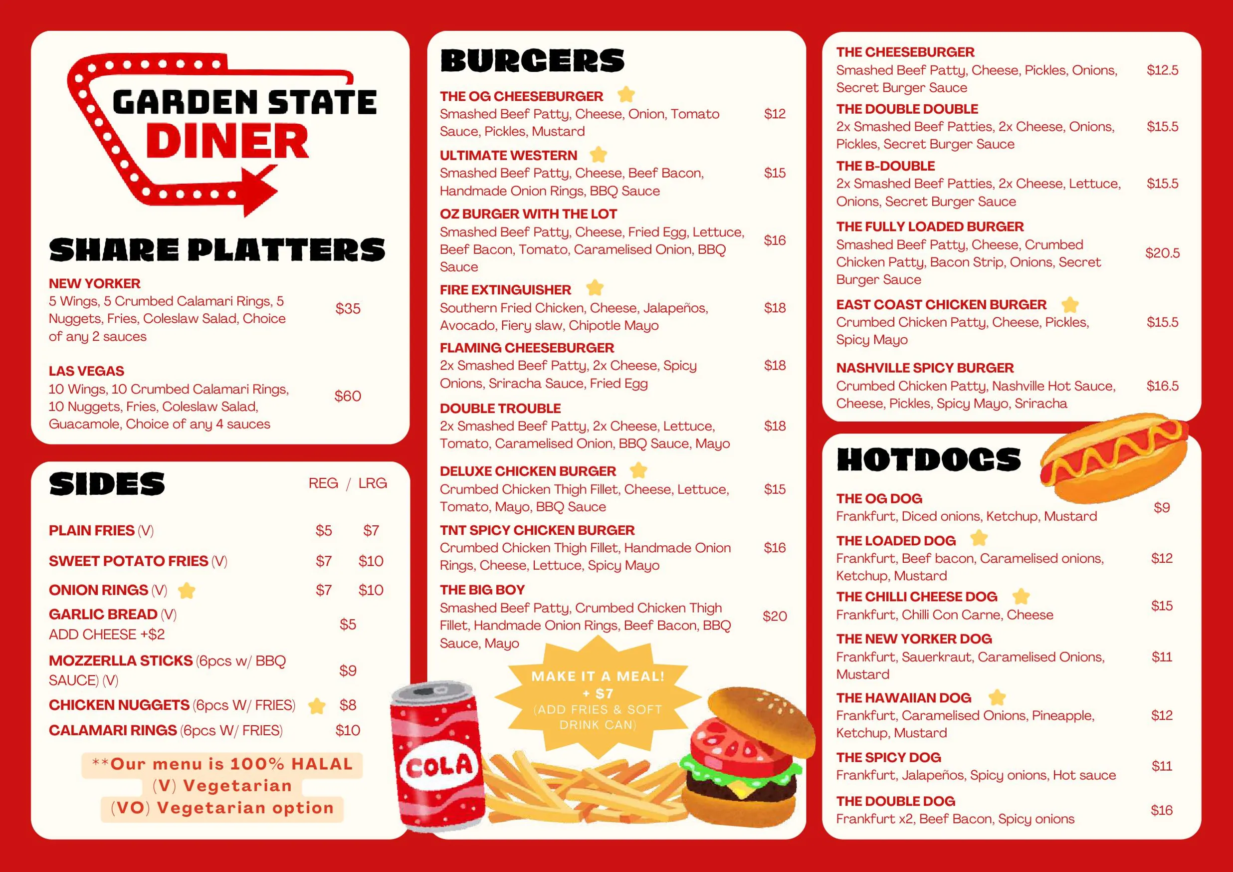 Garden State Diner menu, page 1
