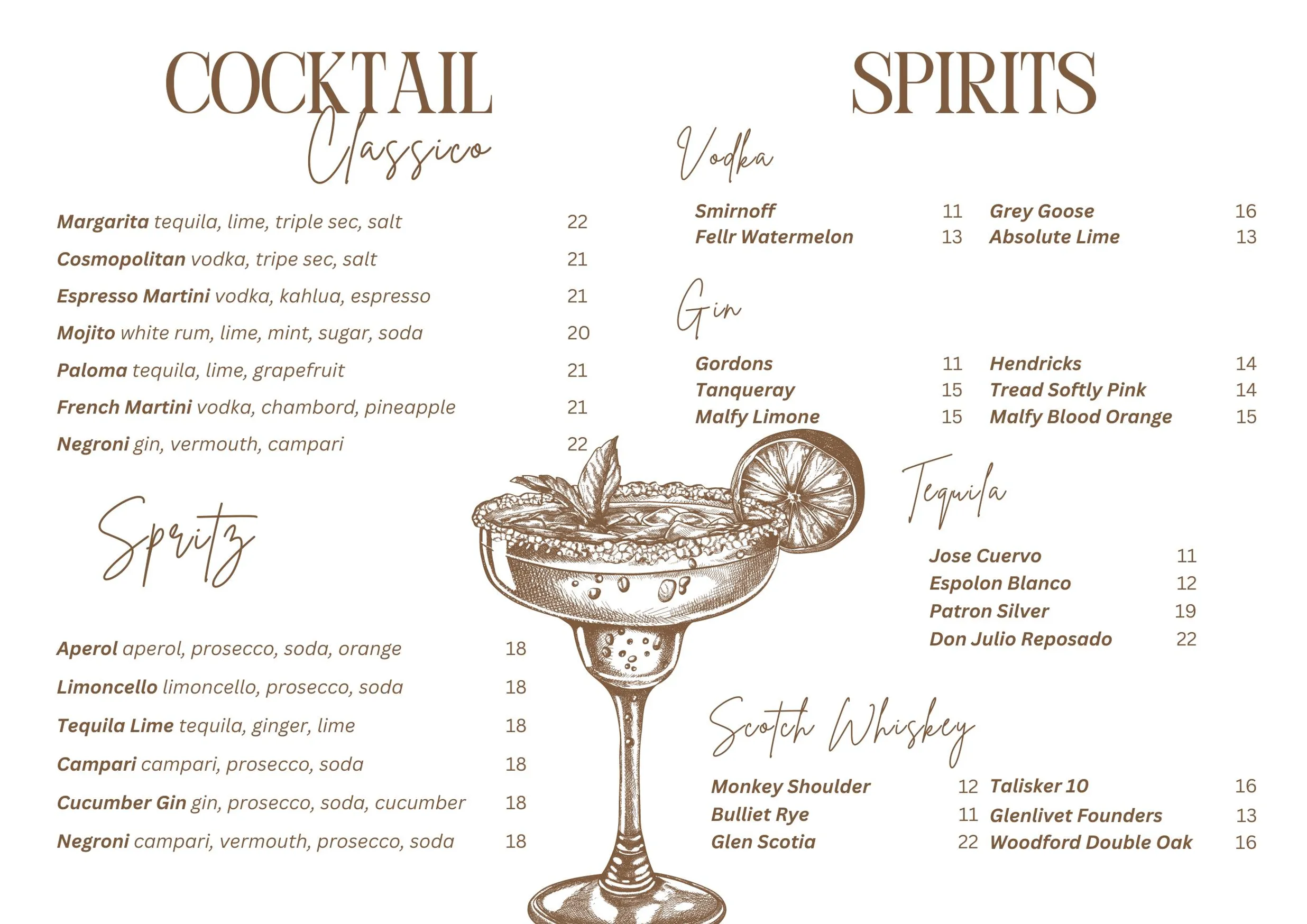 Olivera menu, page 3