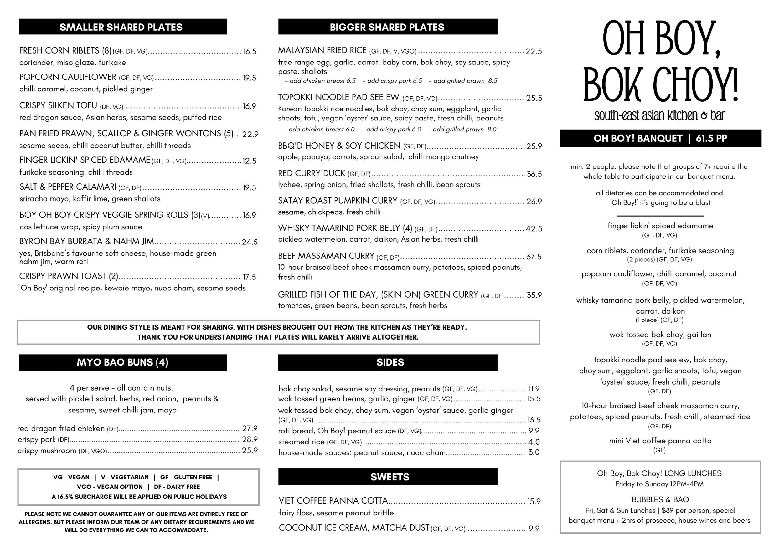 Oh Boy, Bok Choy! menu, page 1