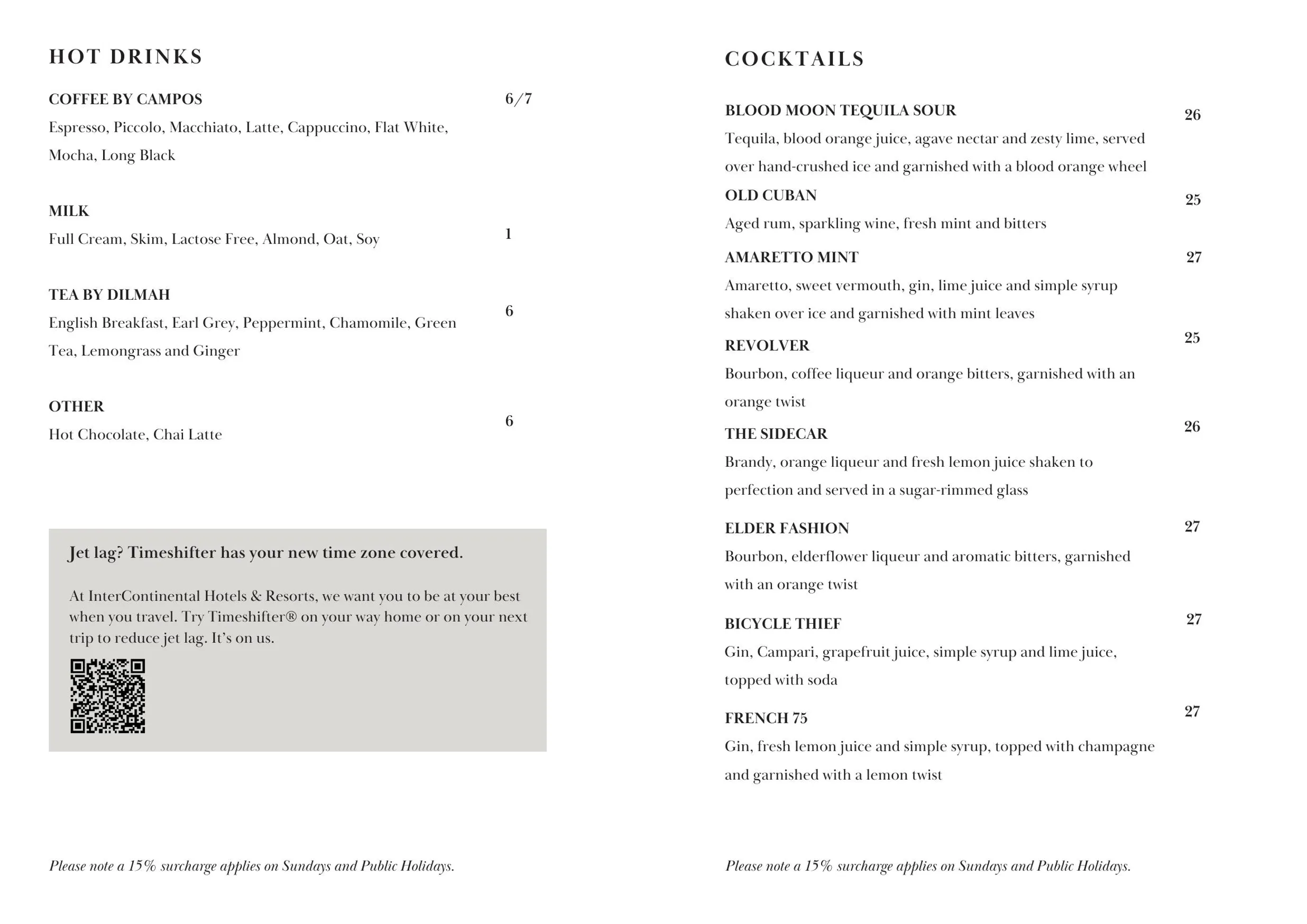 THE BAR @ Intercontinental Sydney Double Bay menu, page 3