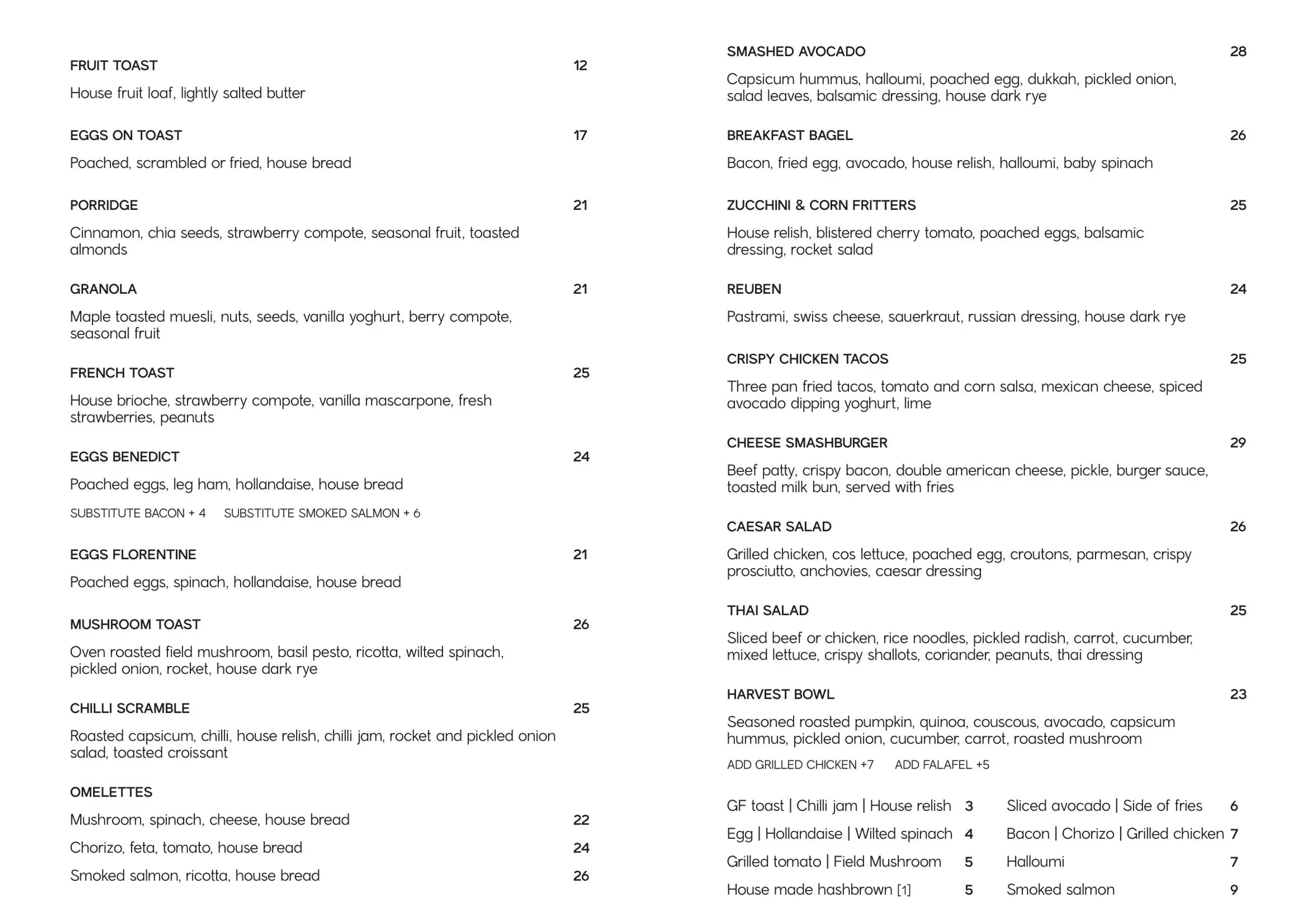 Parco menu, page 2