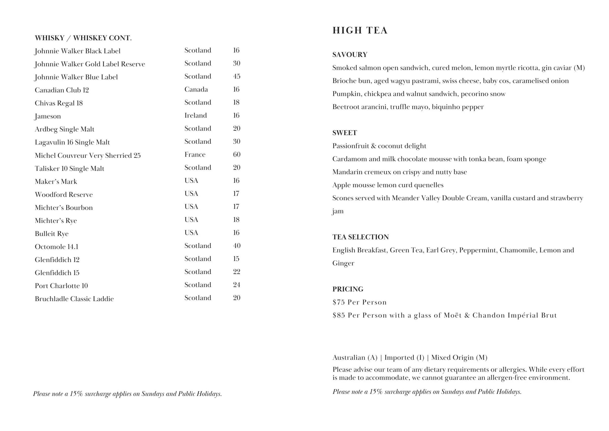 THE BAR @ Intercontinental Sydney Double Bay menu, page 9