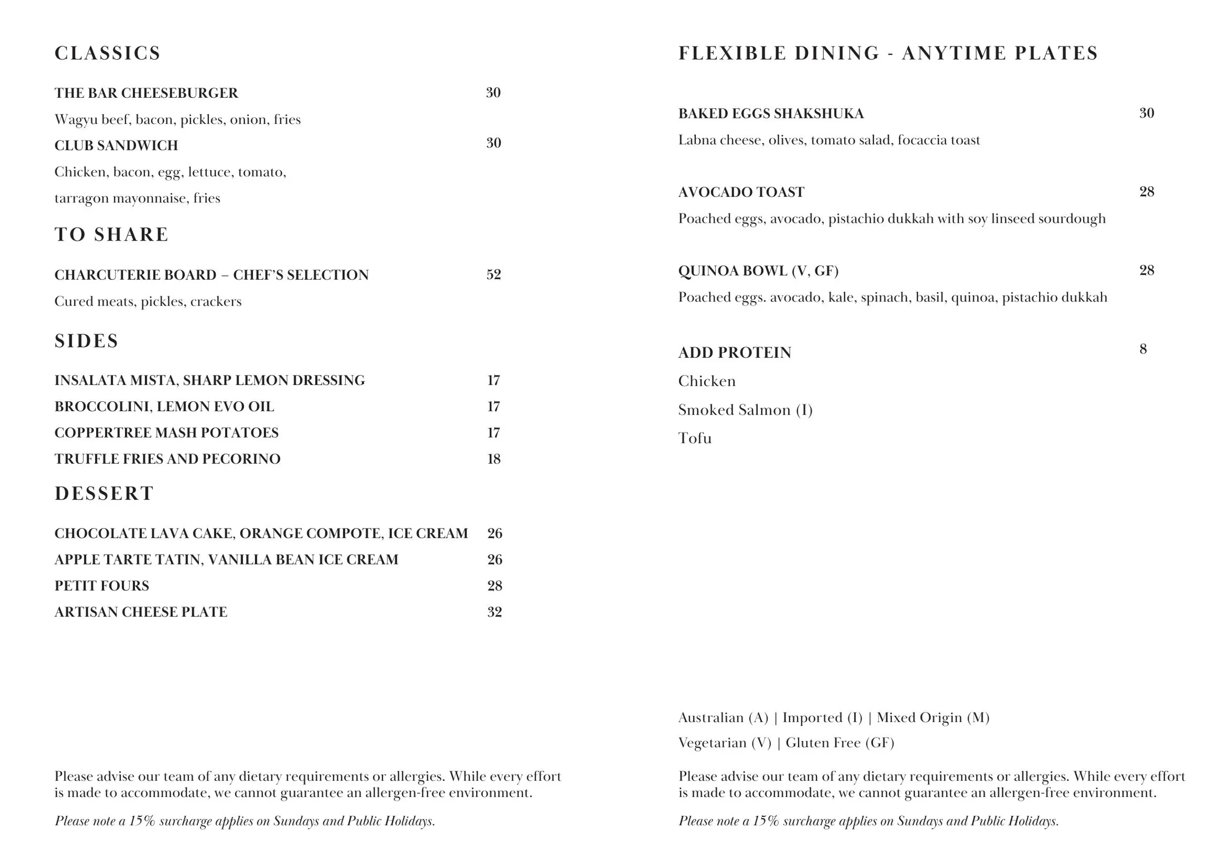THE BAR @ Intercontinental Sydney Double Bay menu, page 2