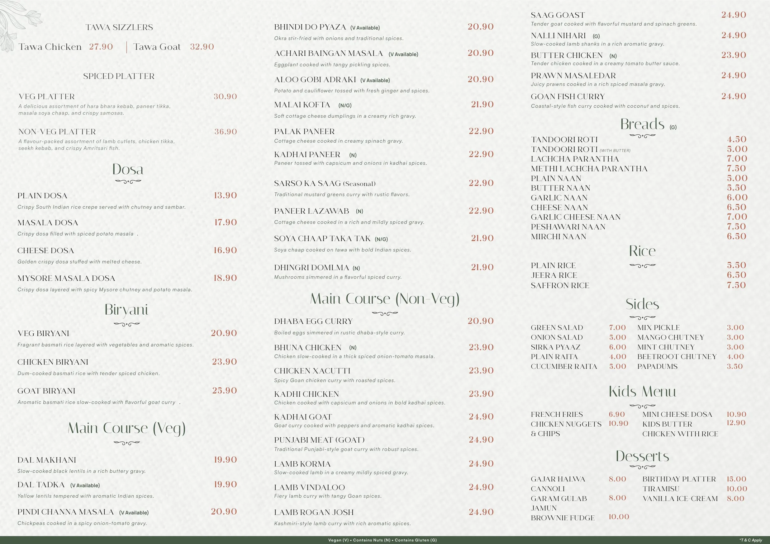 Spiced menu, page 2