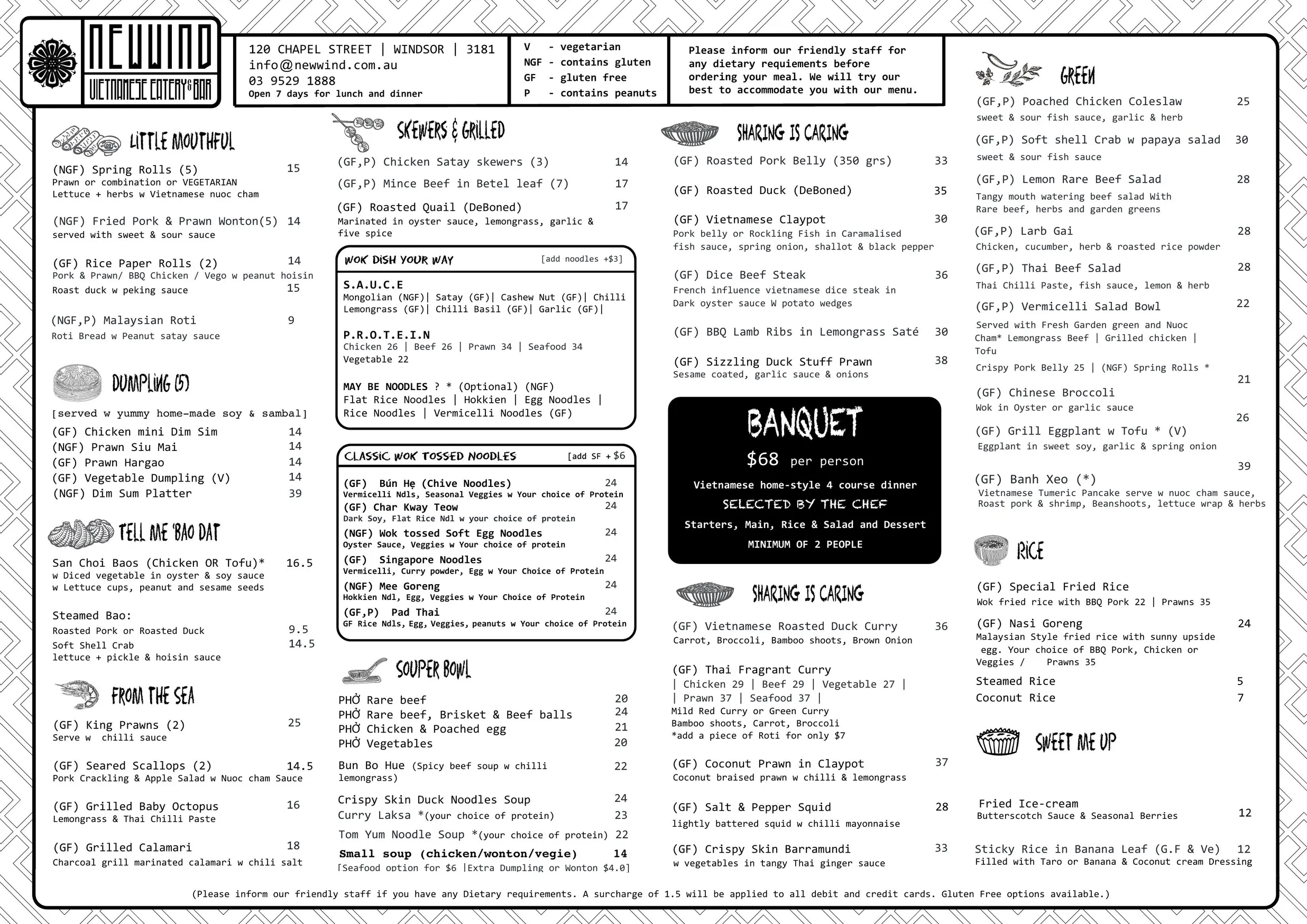New Wind Vietnamese's Eatery & Bar menu, page 2