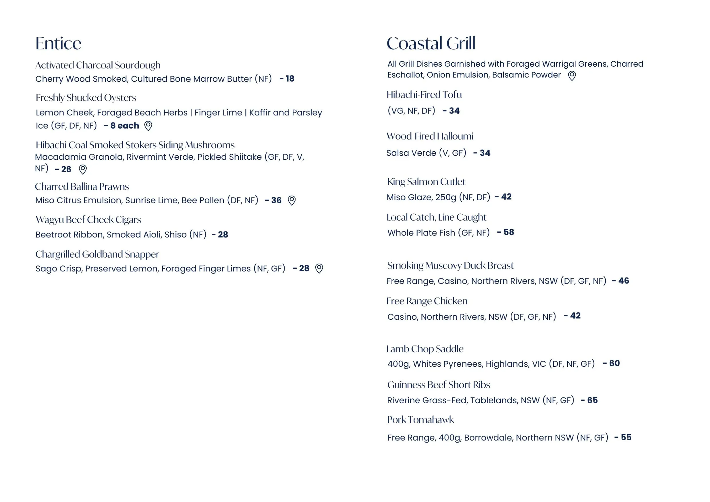 Azure Bar and Grill at Elements of Byron menu, page 2