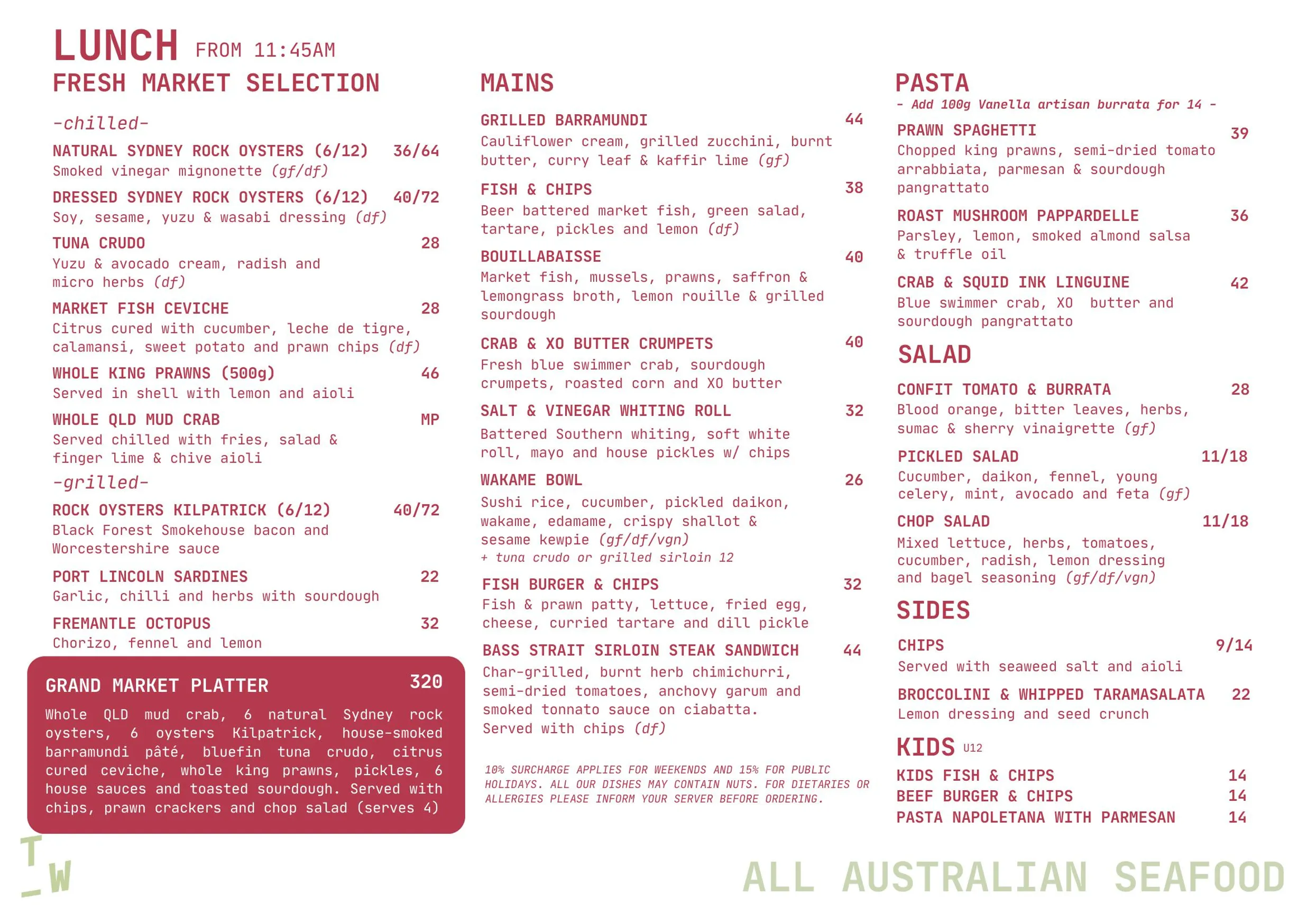 Touch Wood menu, page 2