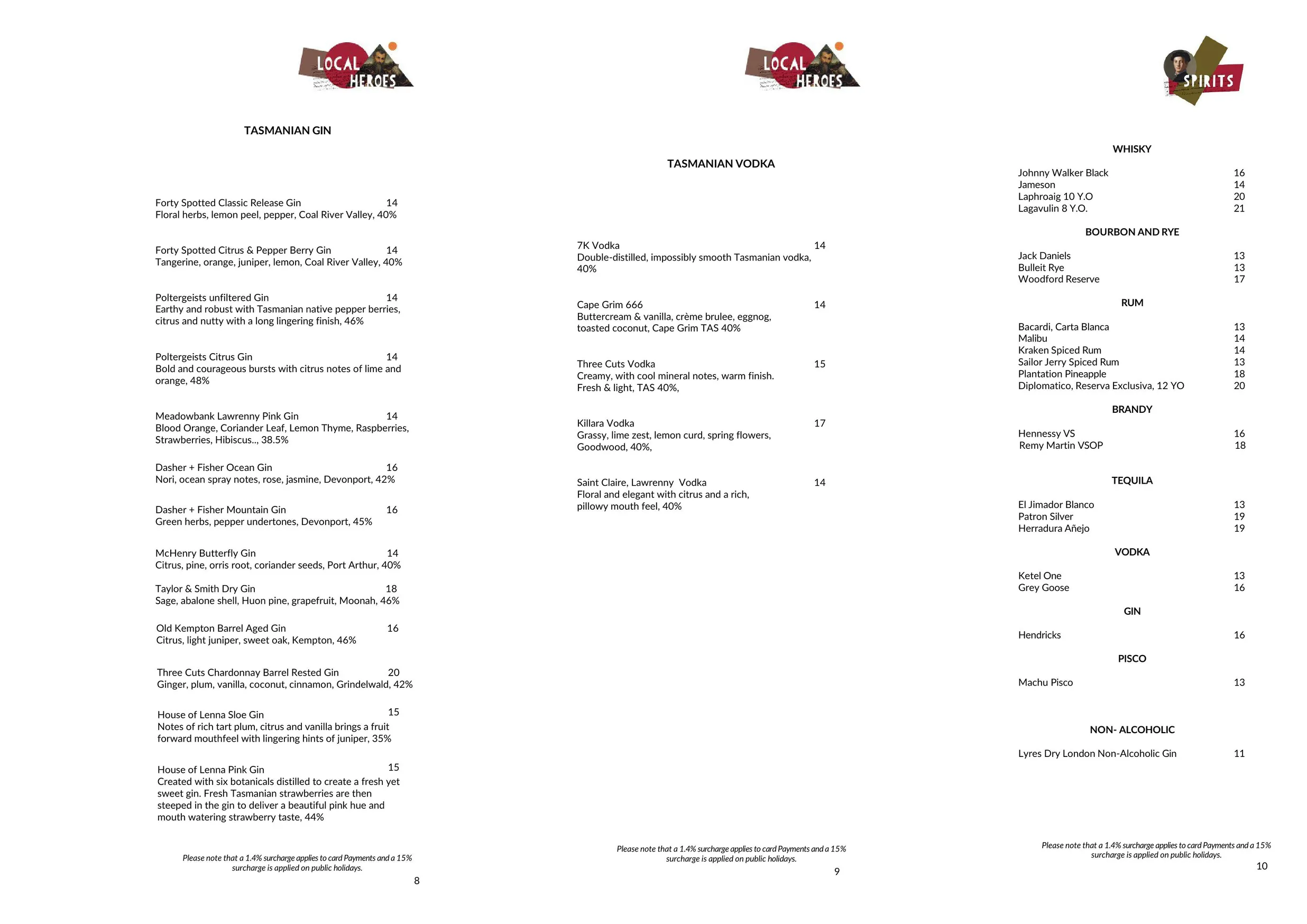 Tesoro menu, page 5