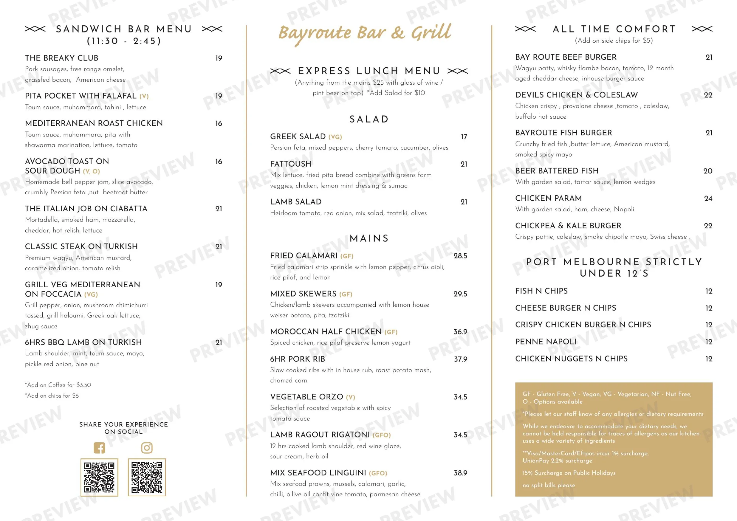 Bayroute Bar and Grill menu, page 8