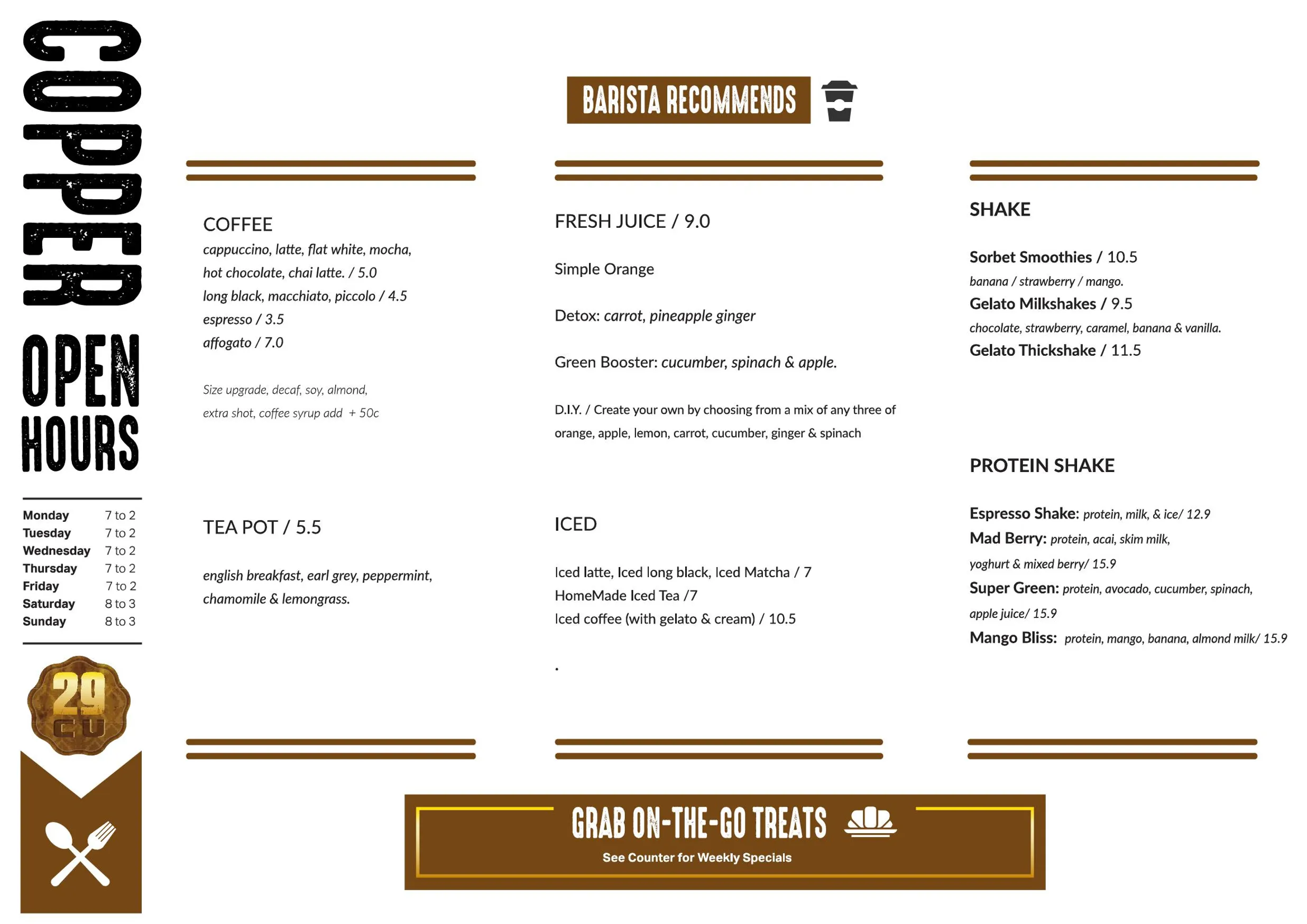 Copper Cafe menu, page 2