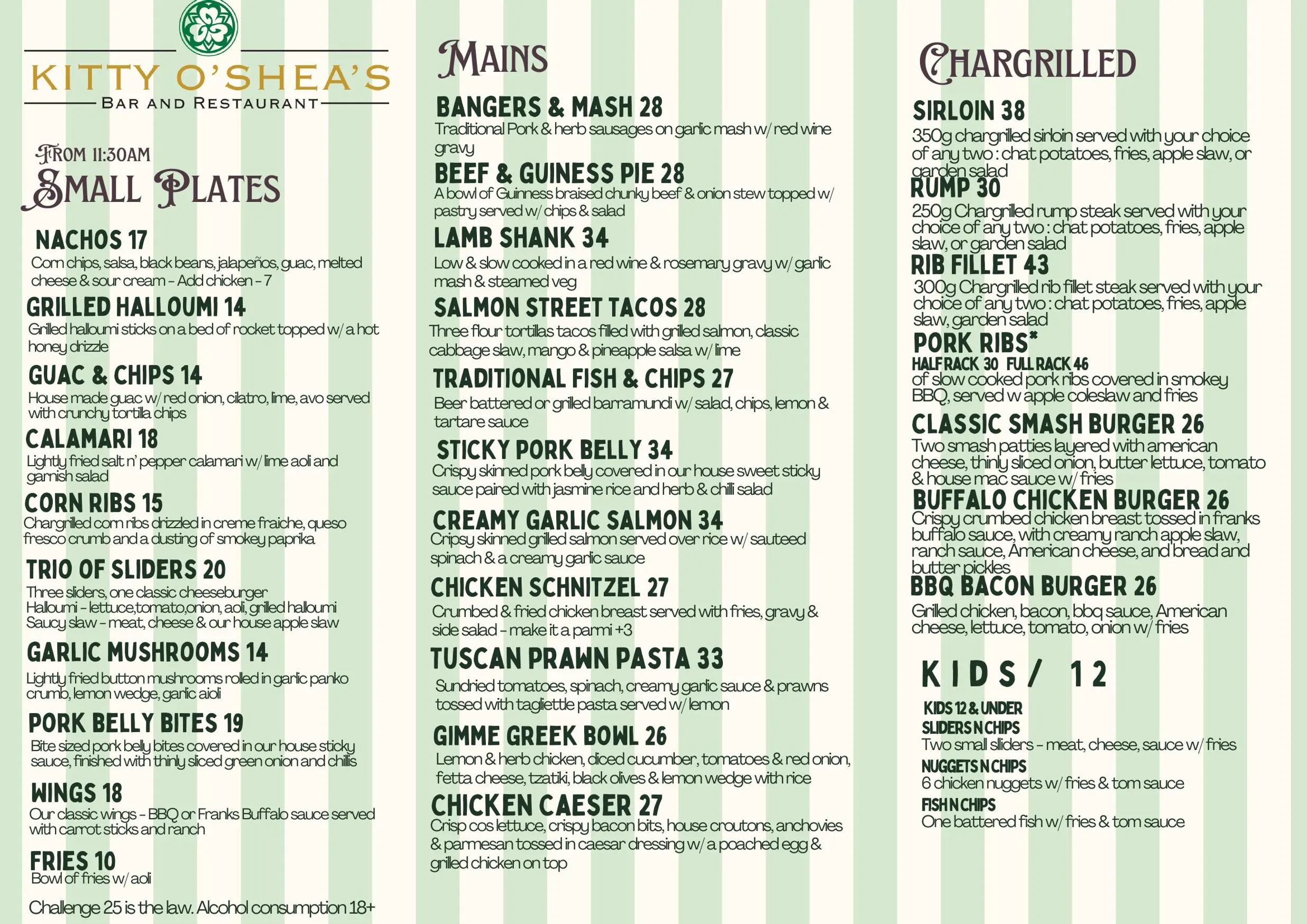 Kitty O'Shea's menu, page 3