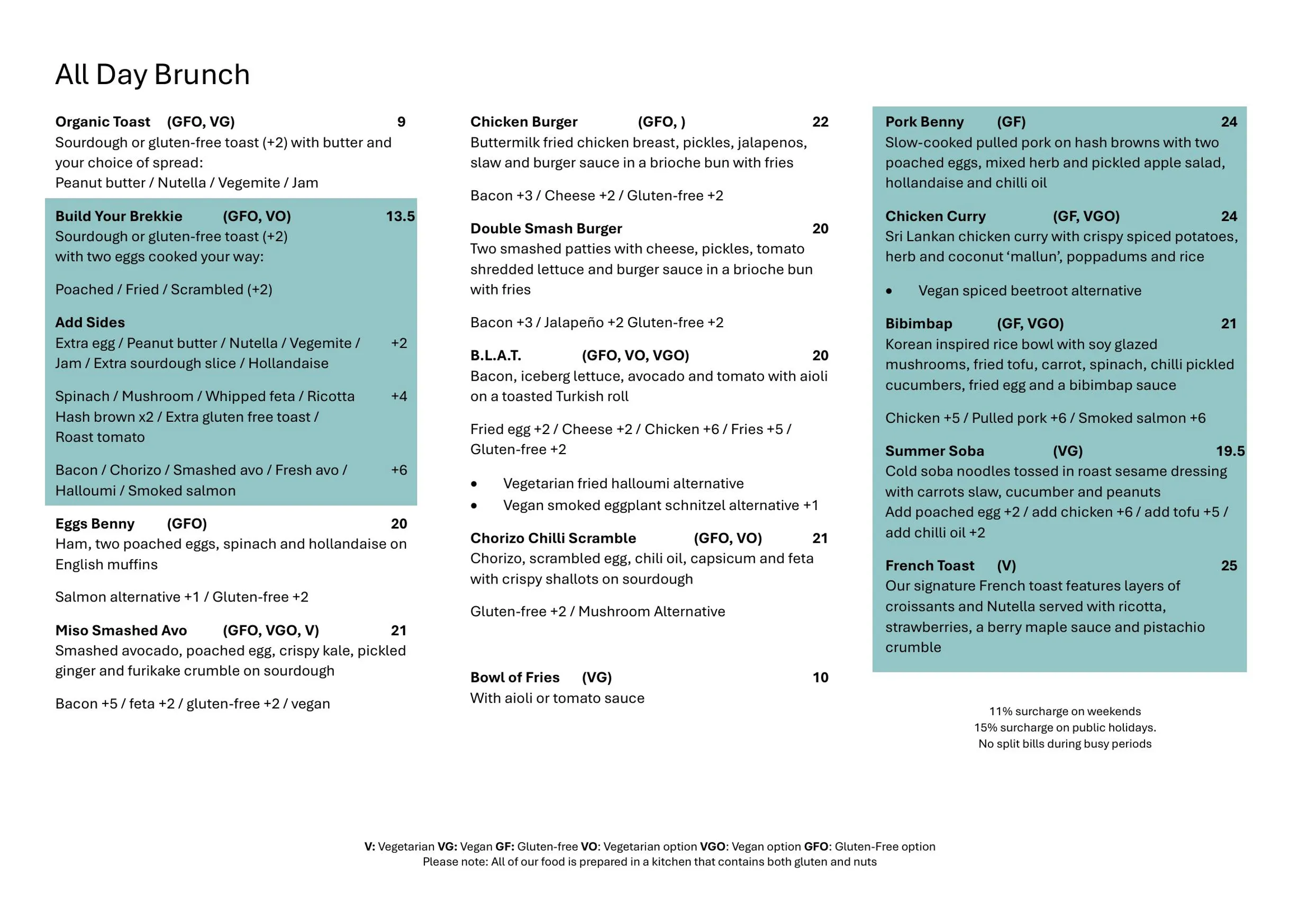 Mary Miller Cafe menu, page 2
