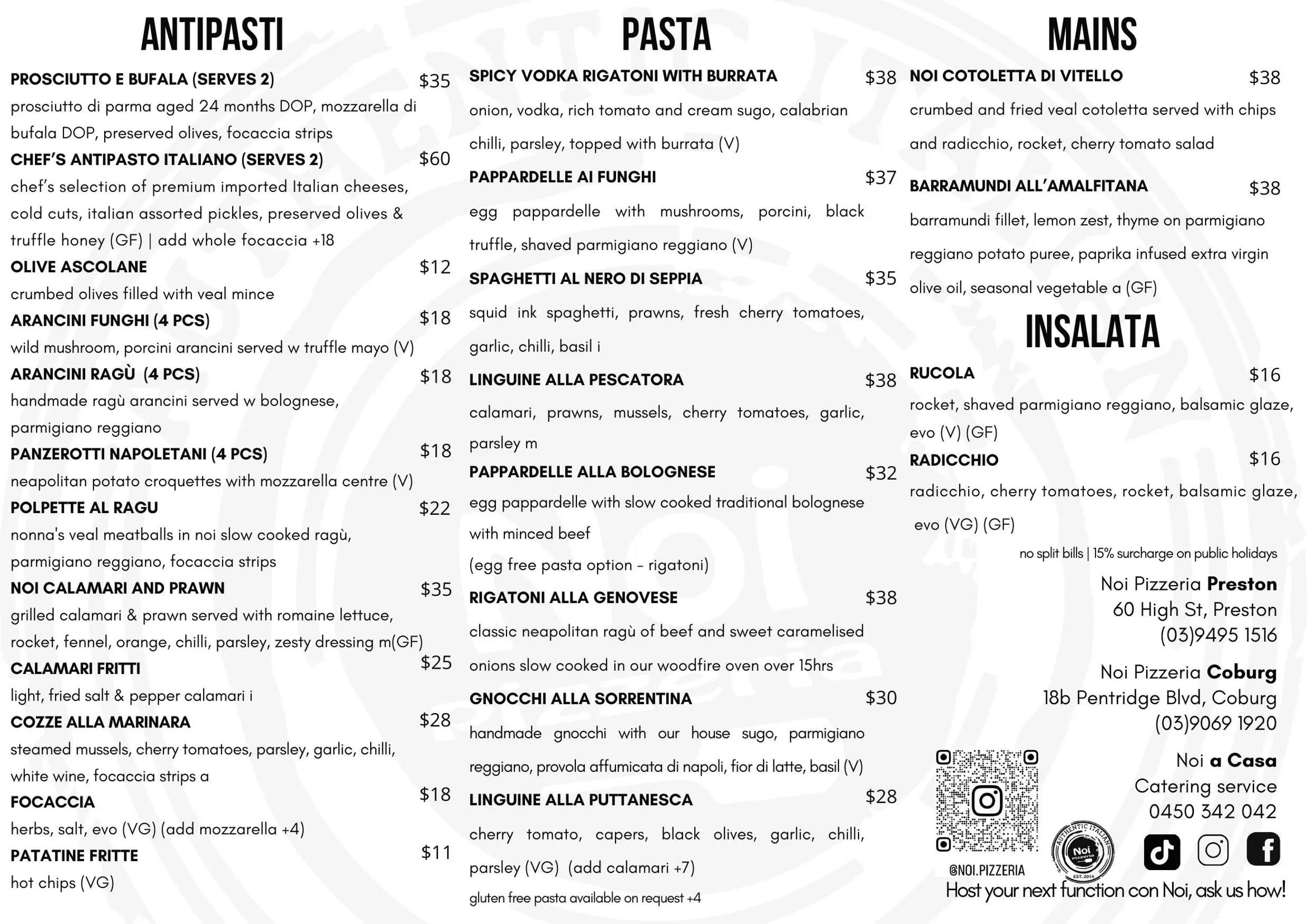 Noi Pizzeria menu, page 3