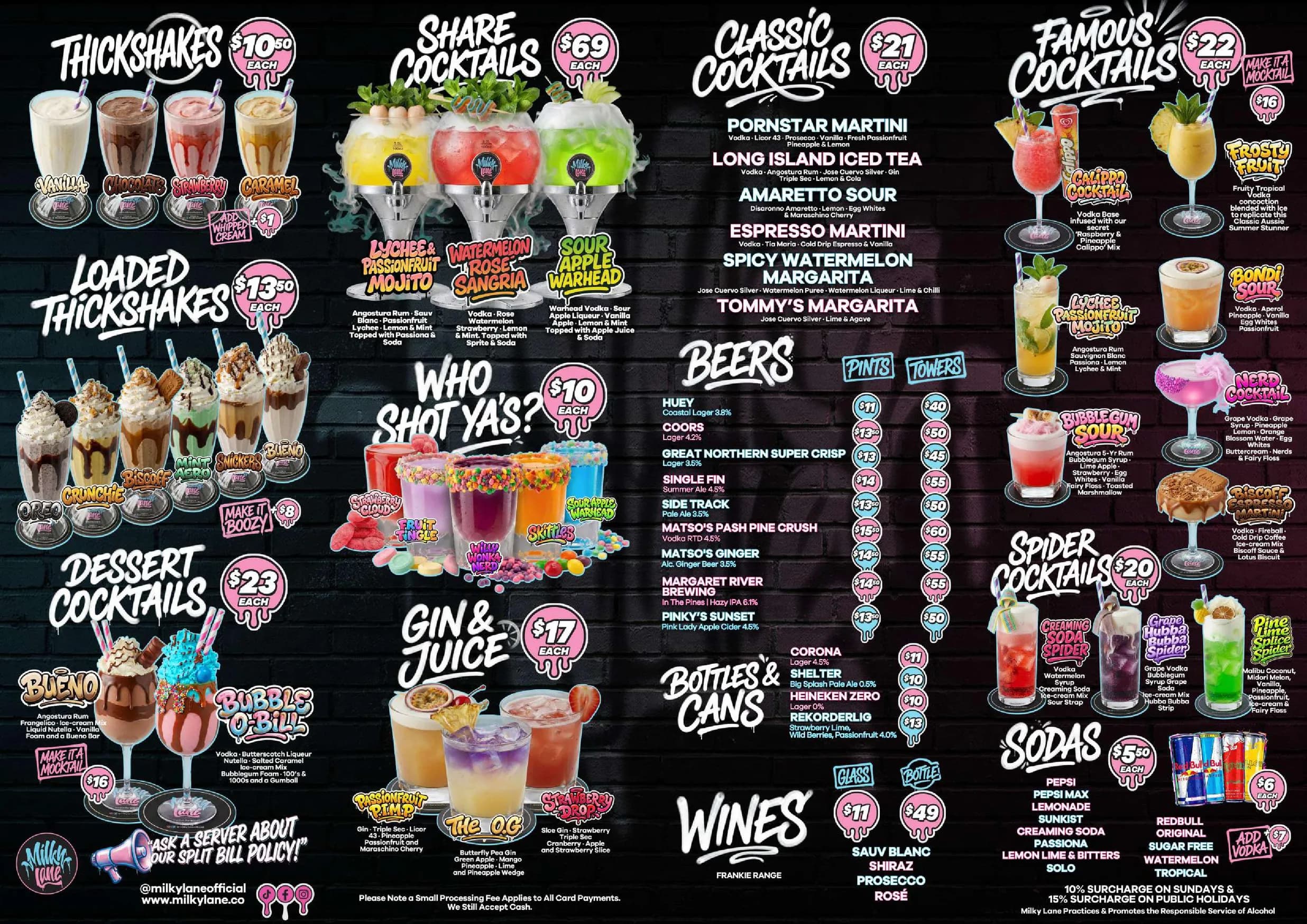 Milky Lane Brisbane menu, page 2