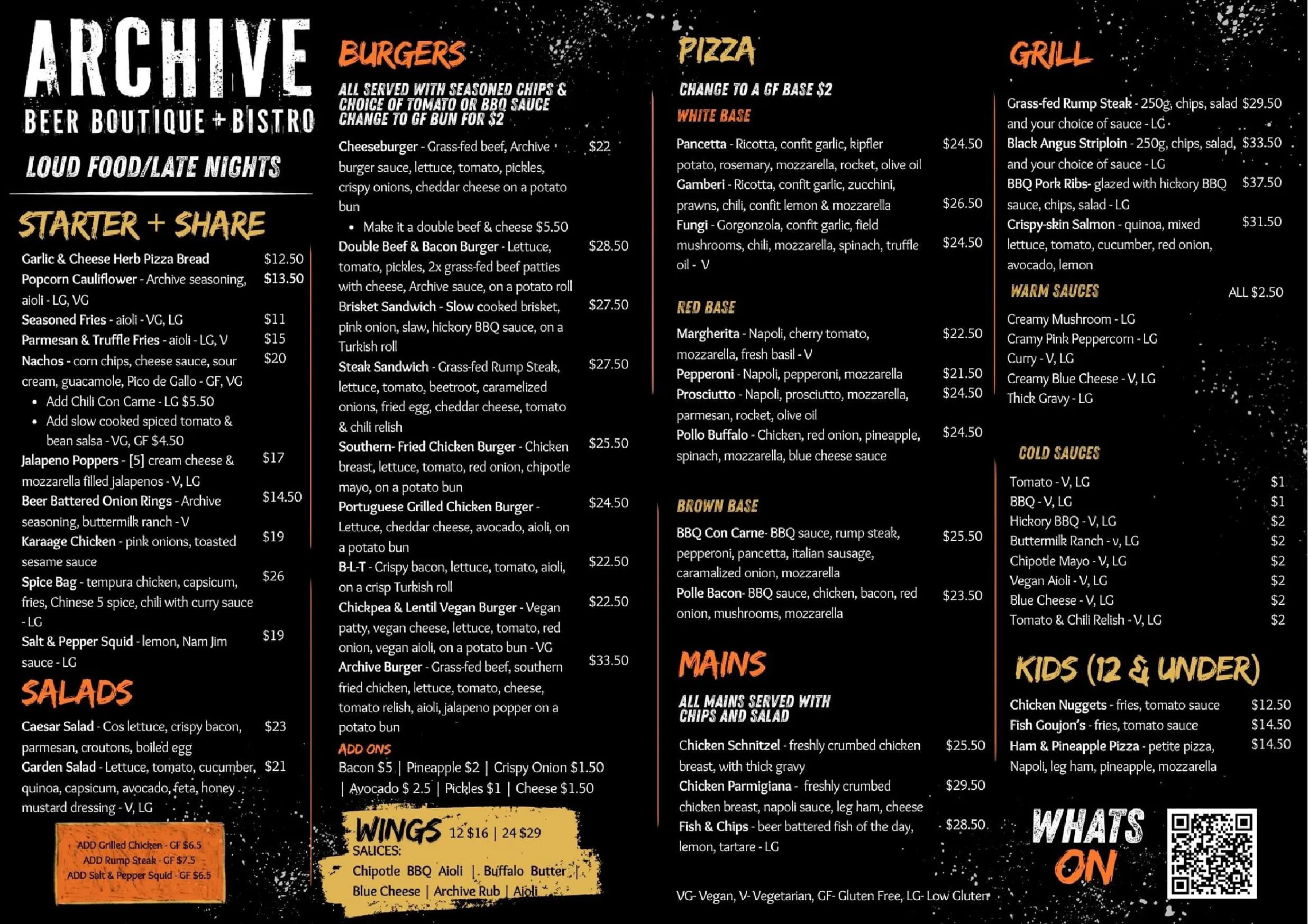 Archive Beer menu, page 1