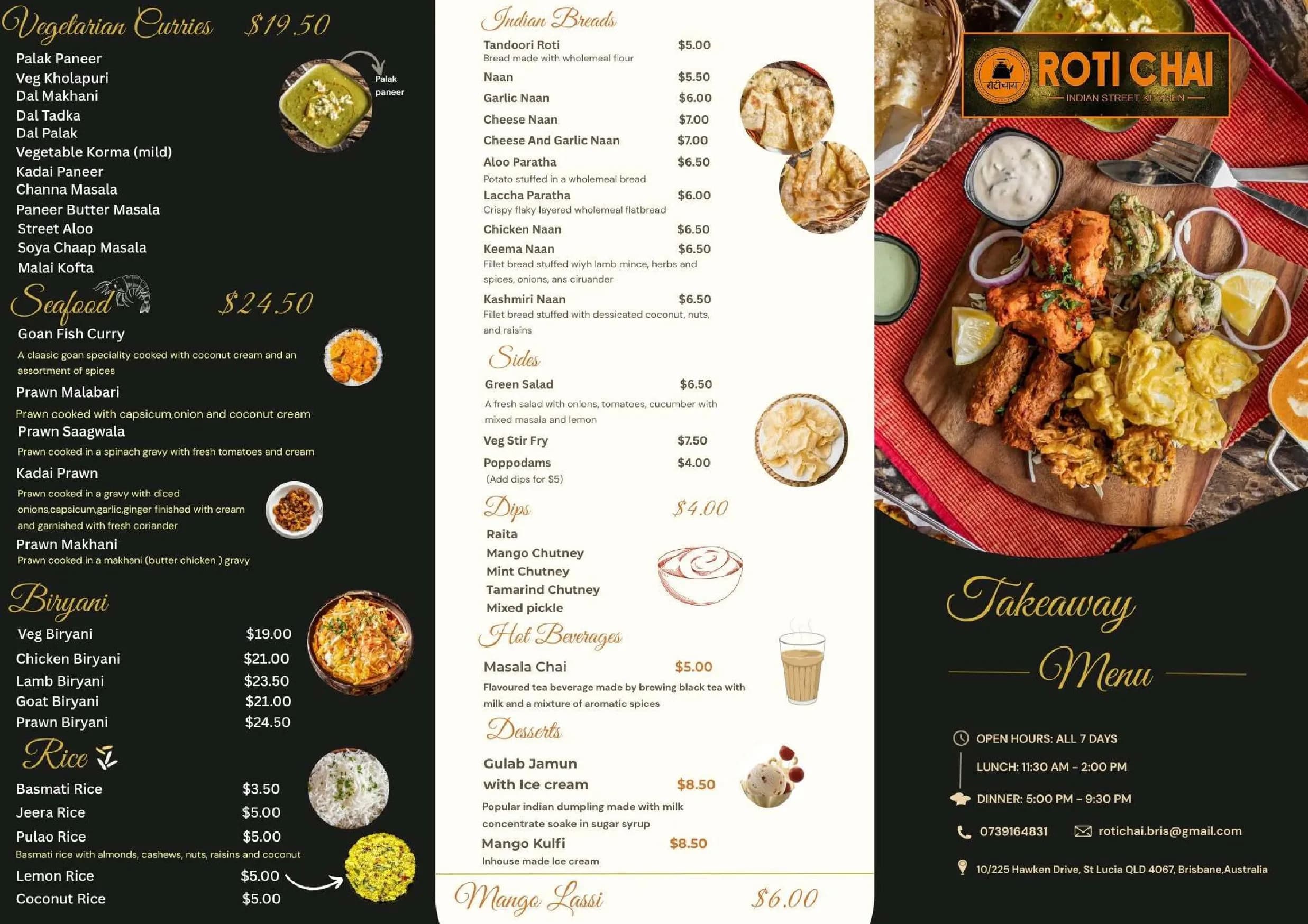 Roti Chai menu, page 1