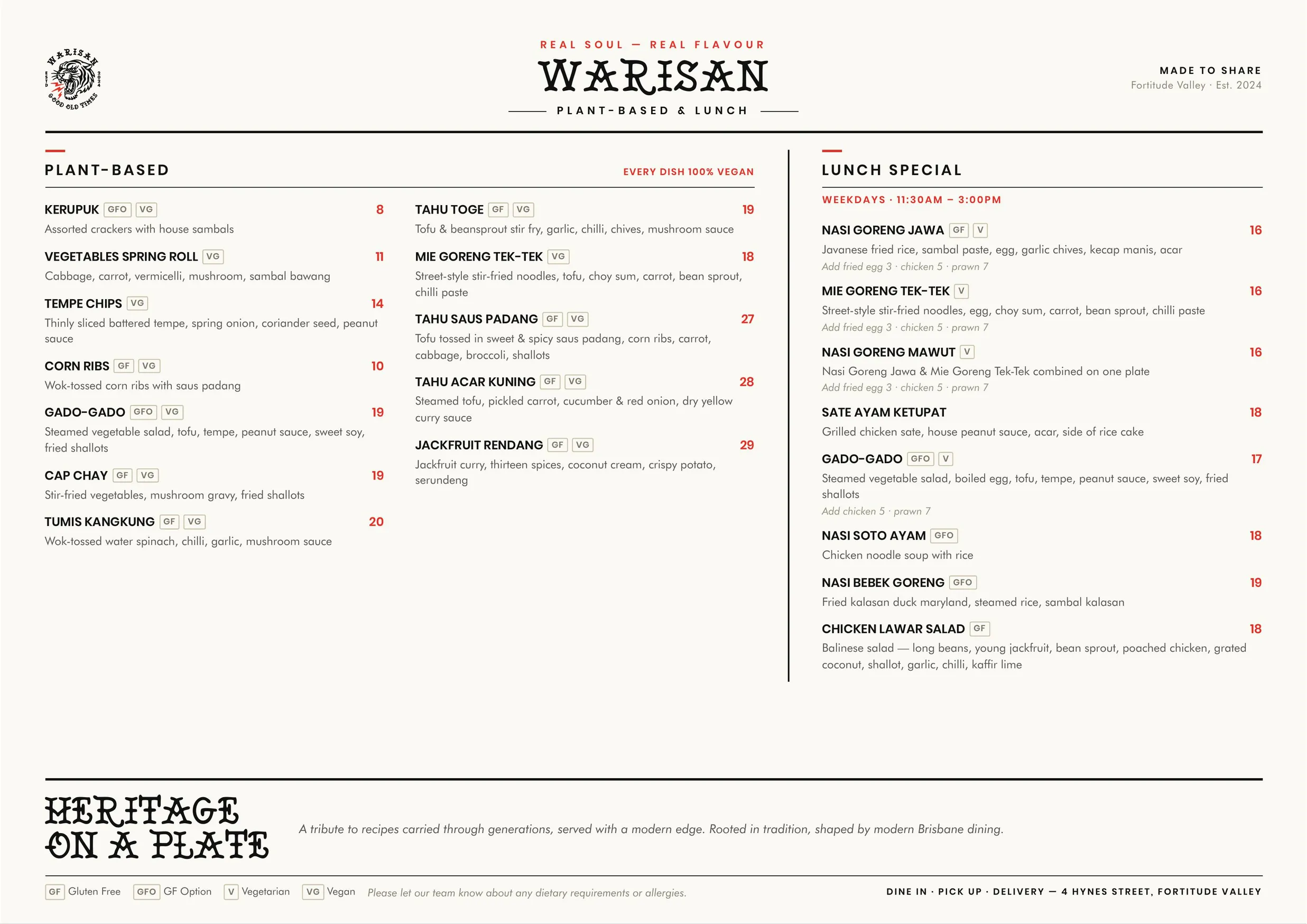 Warisan menu, page 2