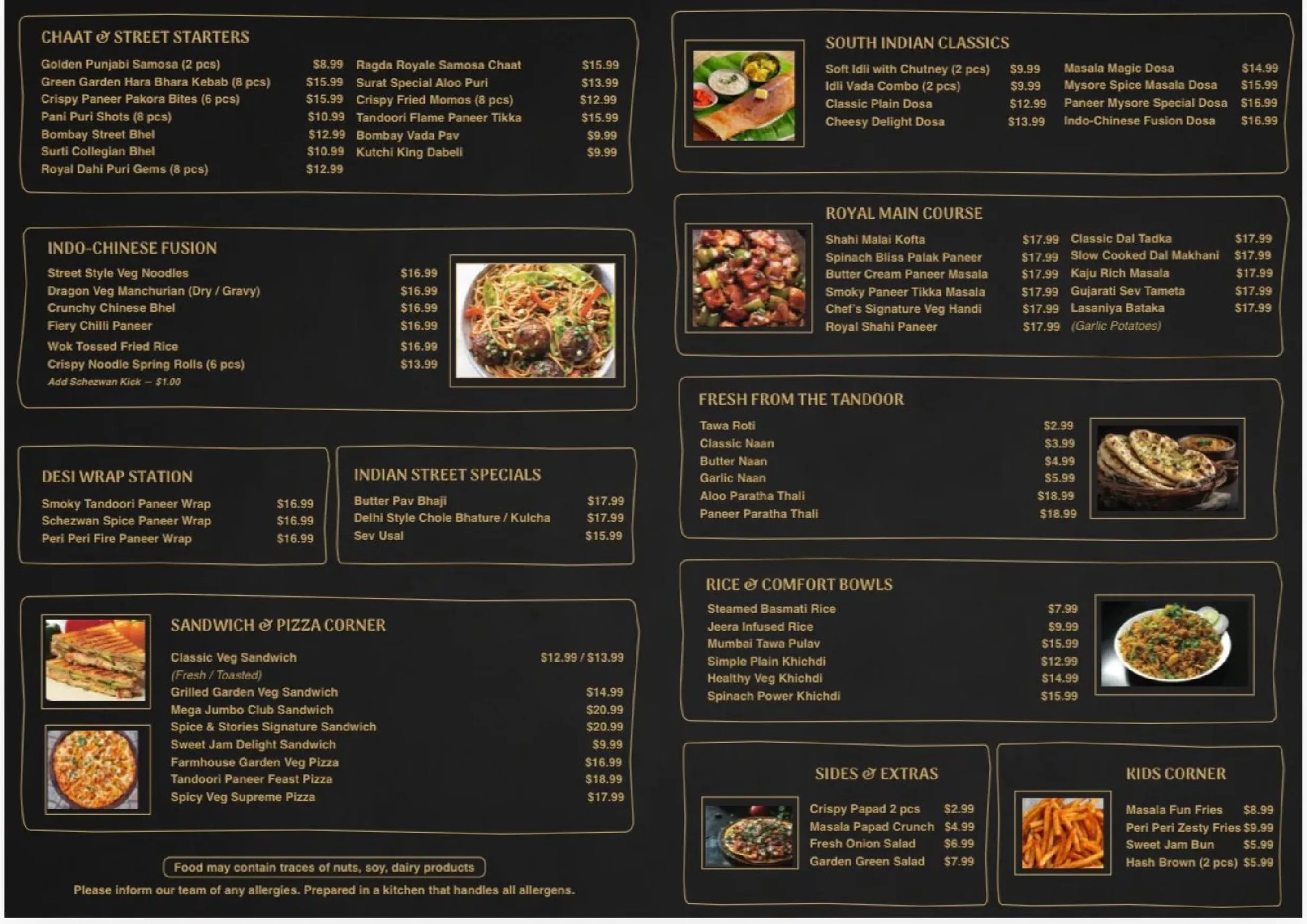 Spice And Stories Indian Restaurant menu, page 1
