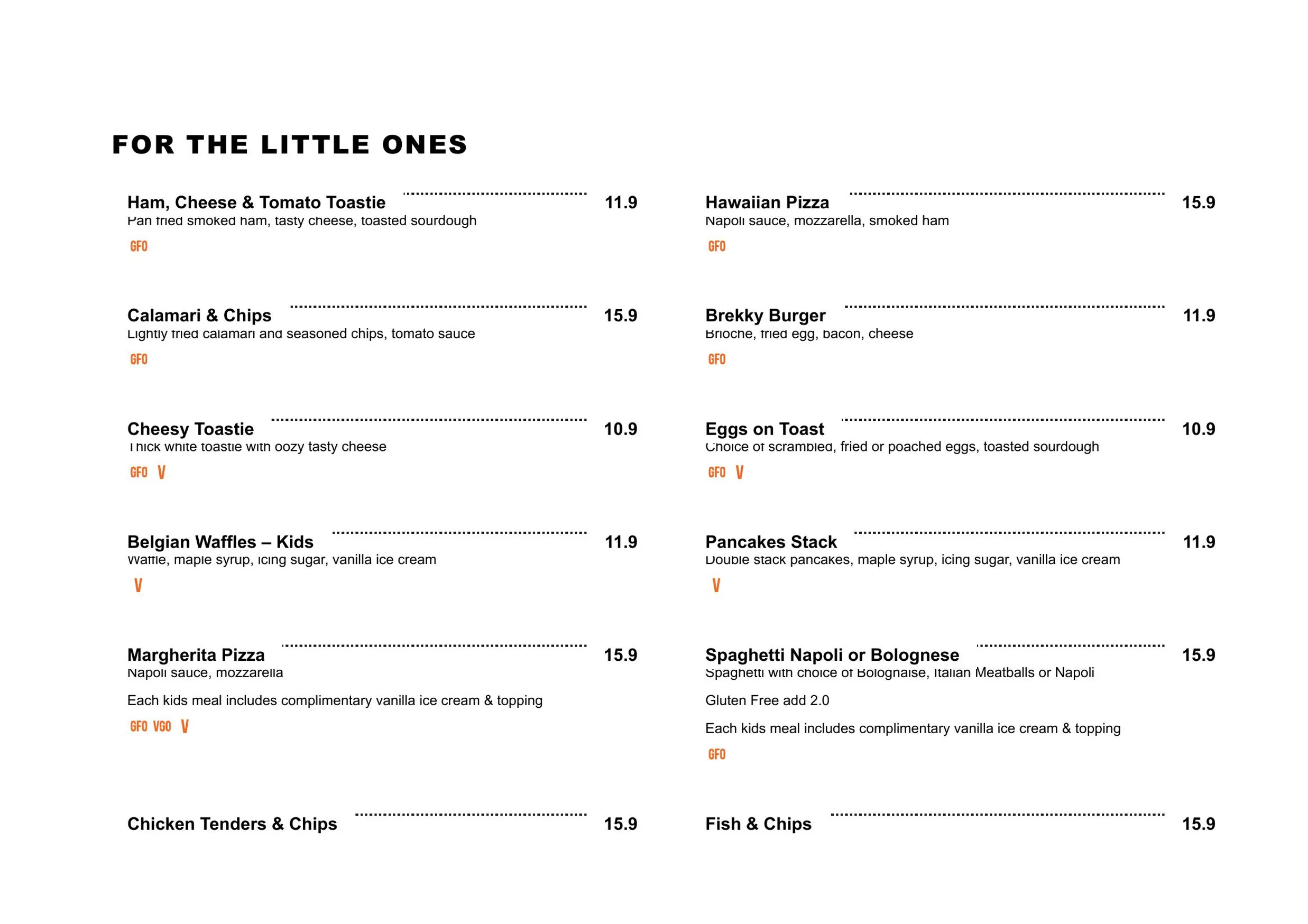 The Groove Train menu, page 1