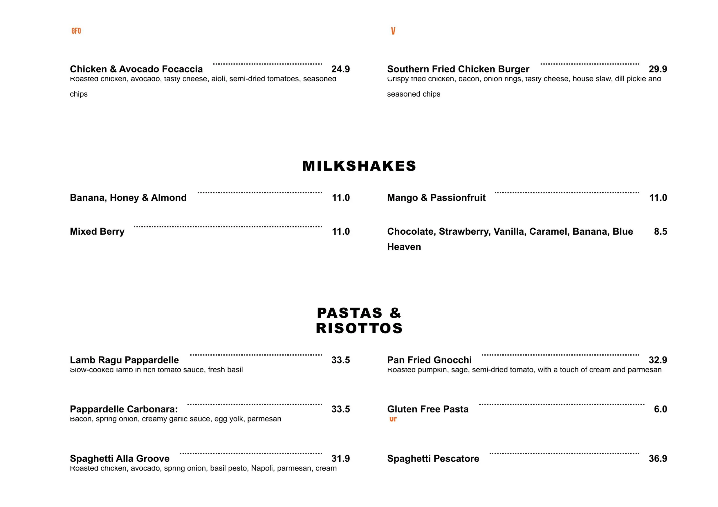 The Groove Train menu, page 4