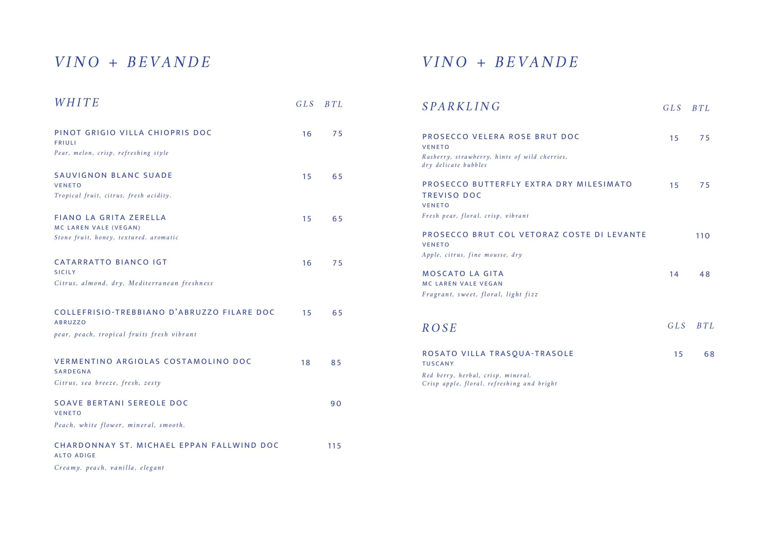 Liliana's Trattoria menu, page 3