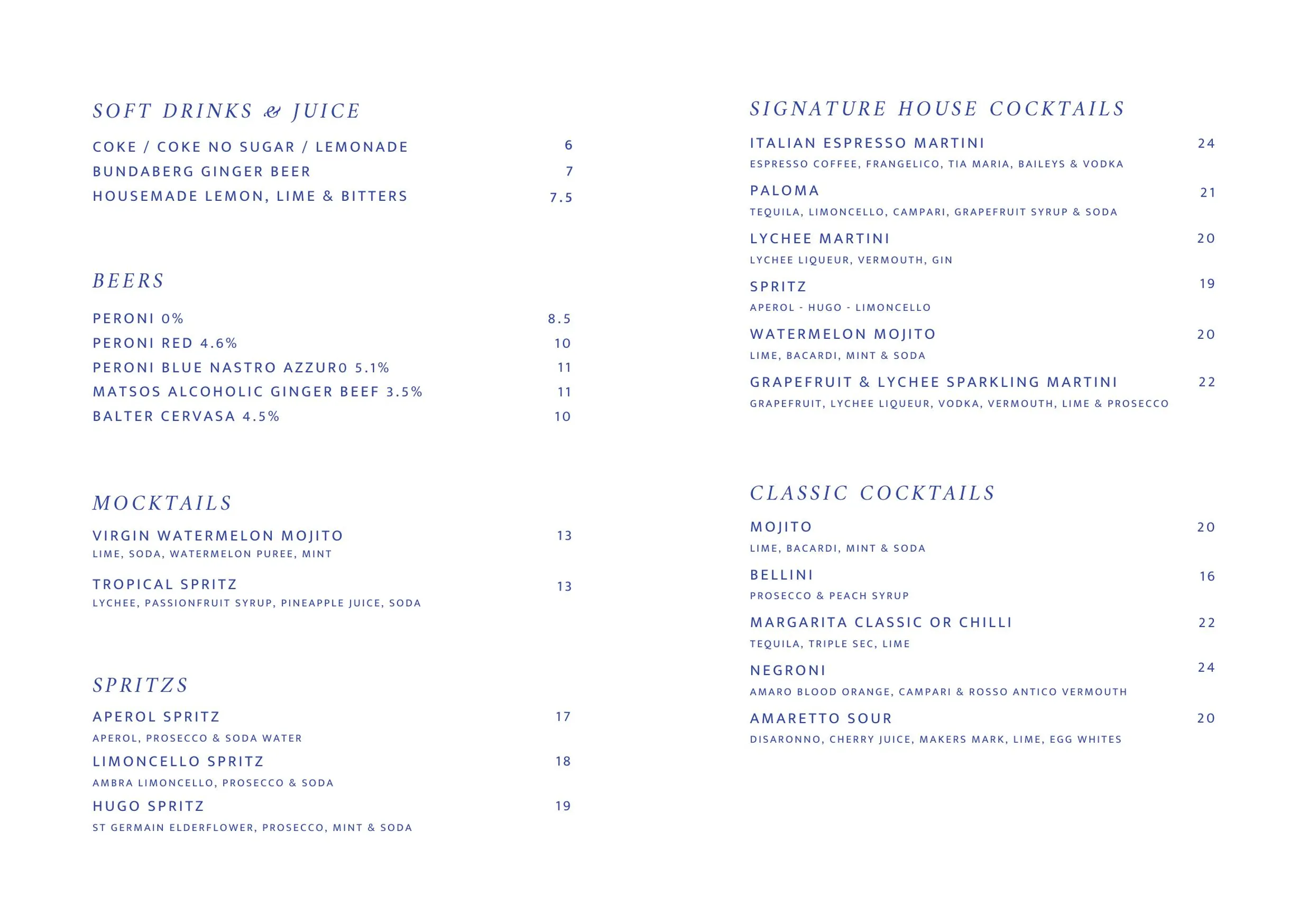 Liliana's Trattoria menu, page 5