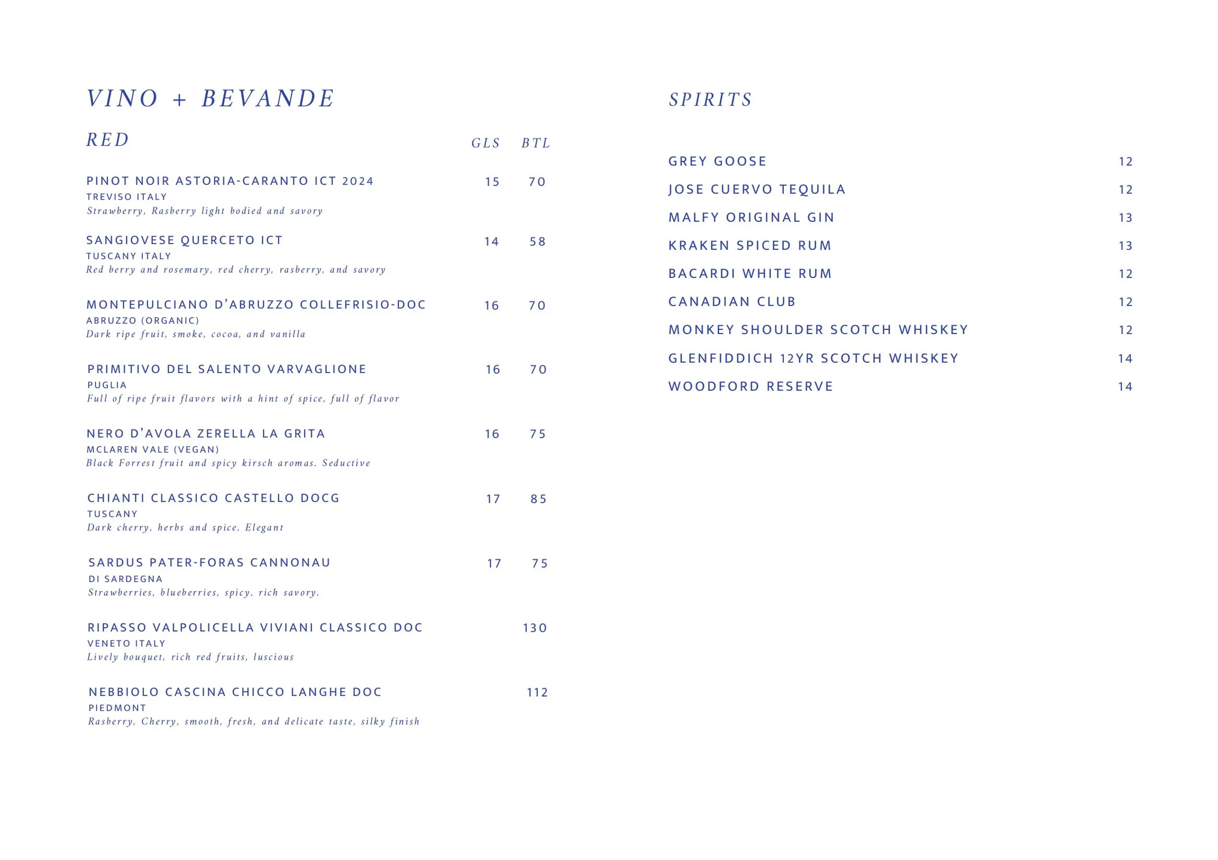Liliana's Trattoria menu, page 4