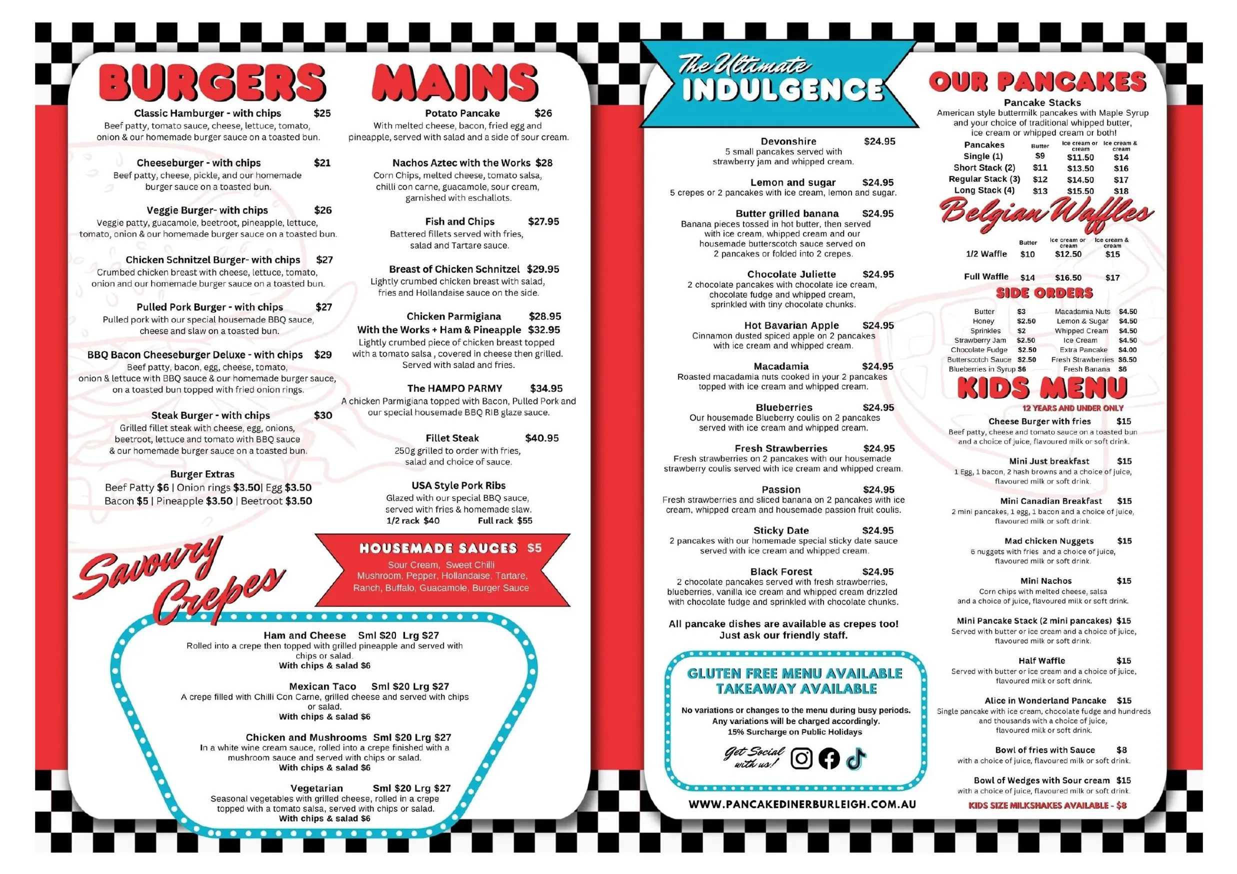 Pancake Diner menu, page 2