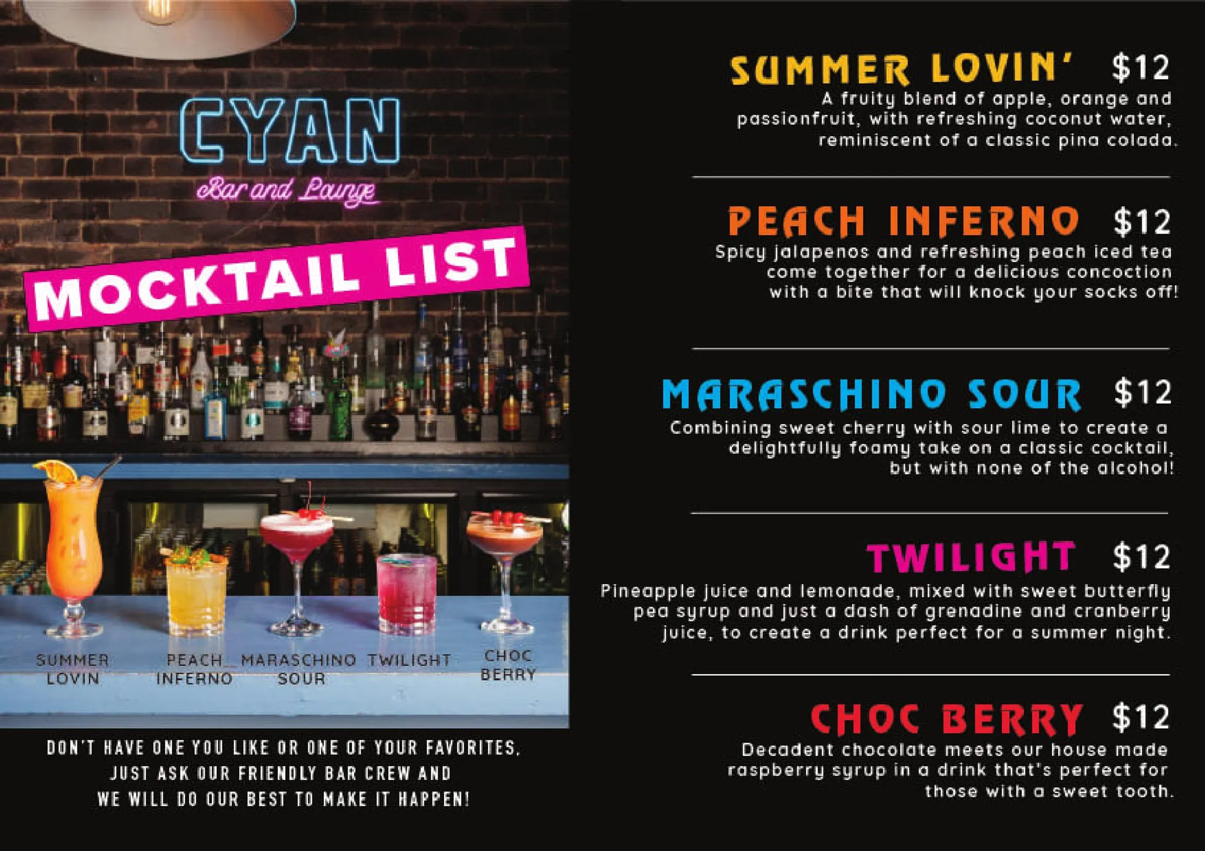 Cyan Bar & Lounge menu, page 4