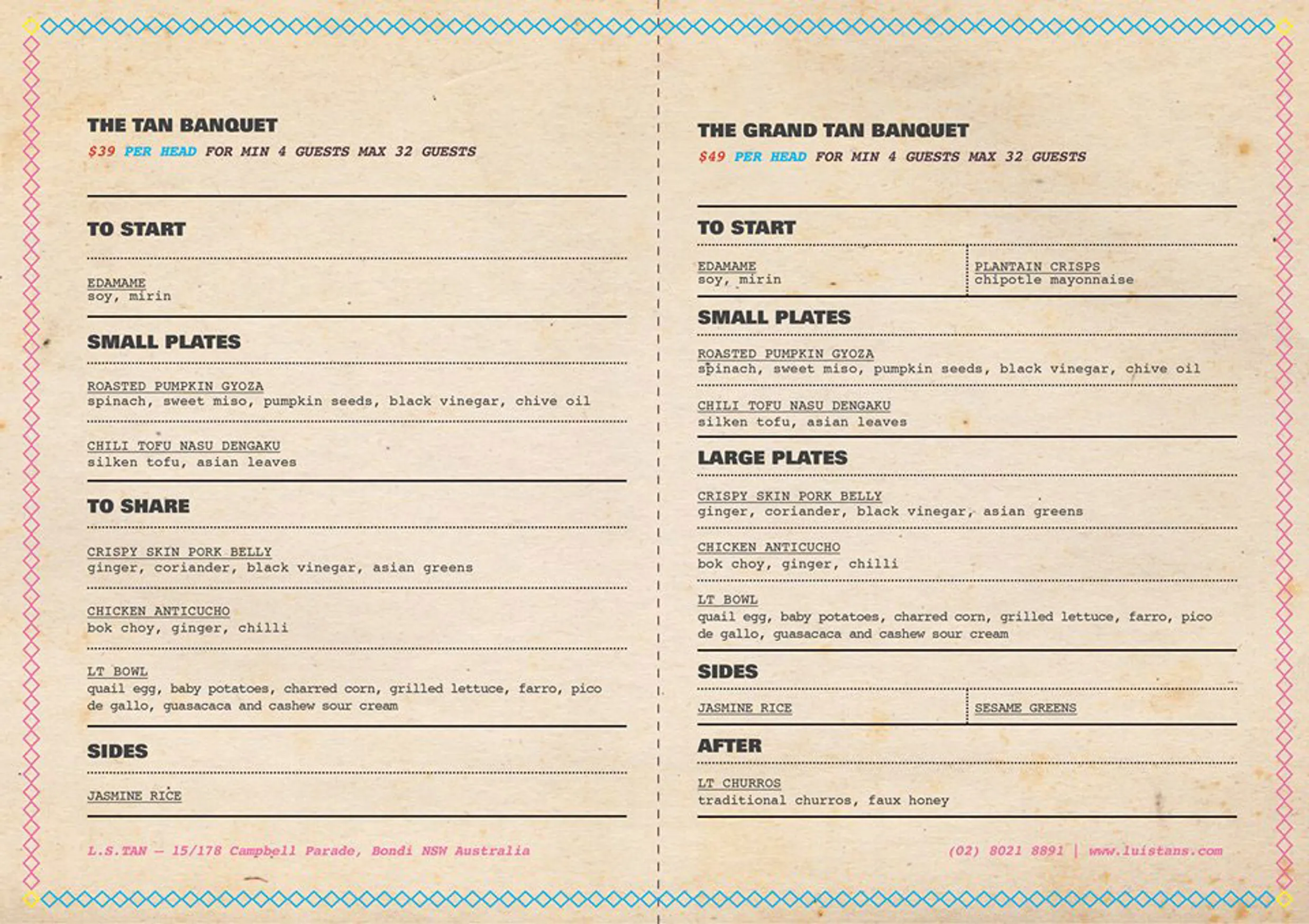 Luis Tans menu, page 3