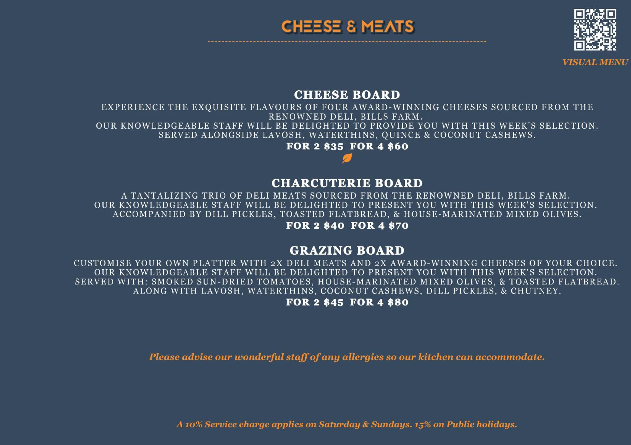 The Tipsy Cow menu, page 1