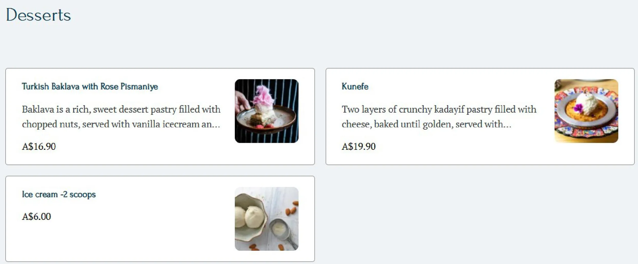 Alachati menu, page 2