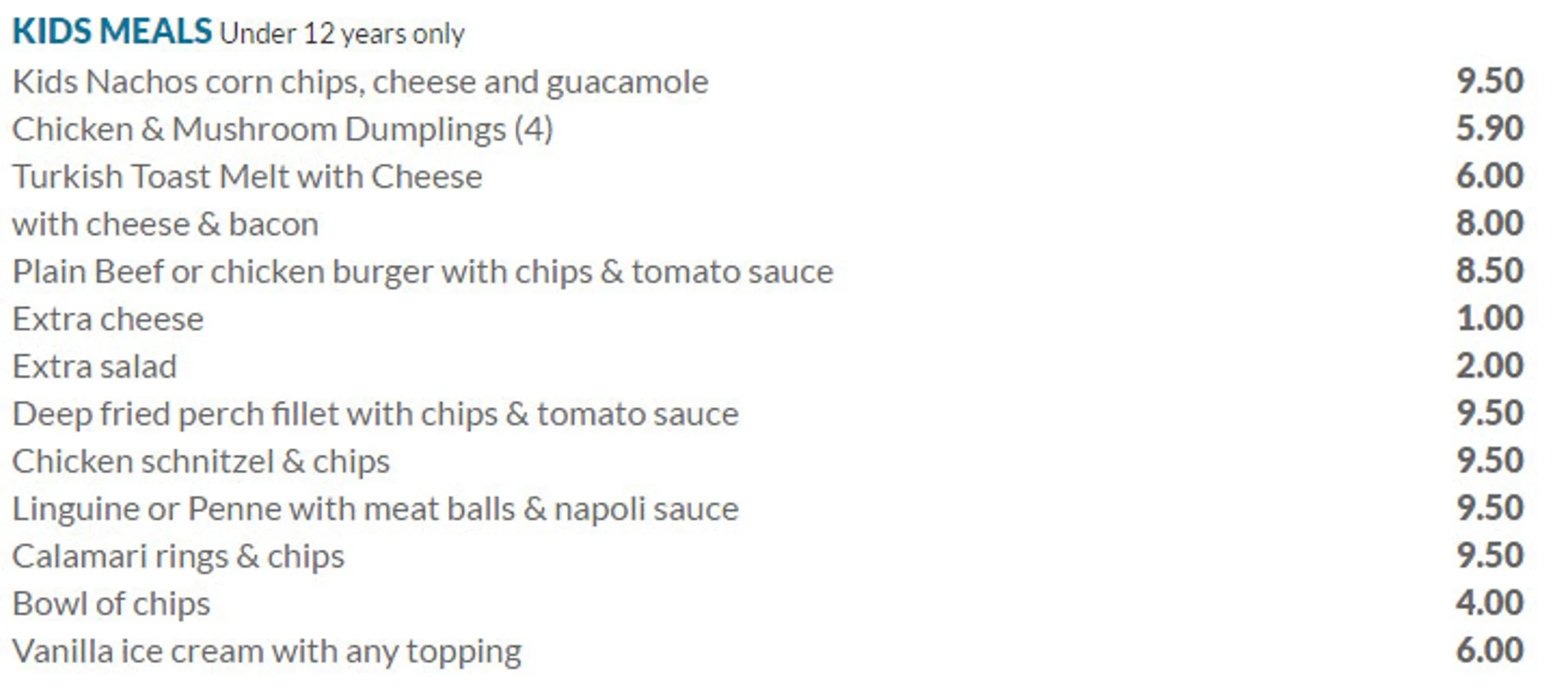 On Shore menu, page 6