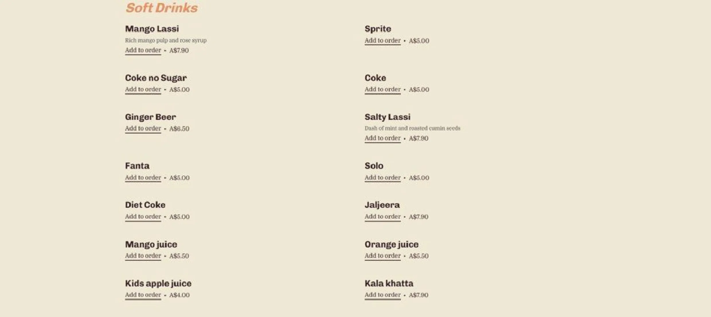 The Indian Street Restaurant menu, page 7