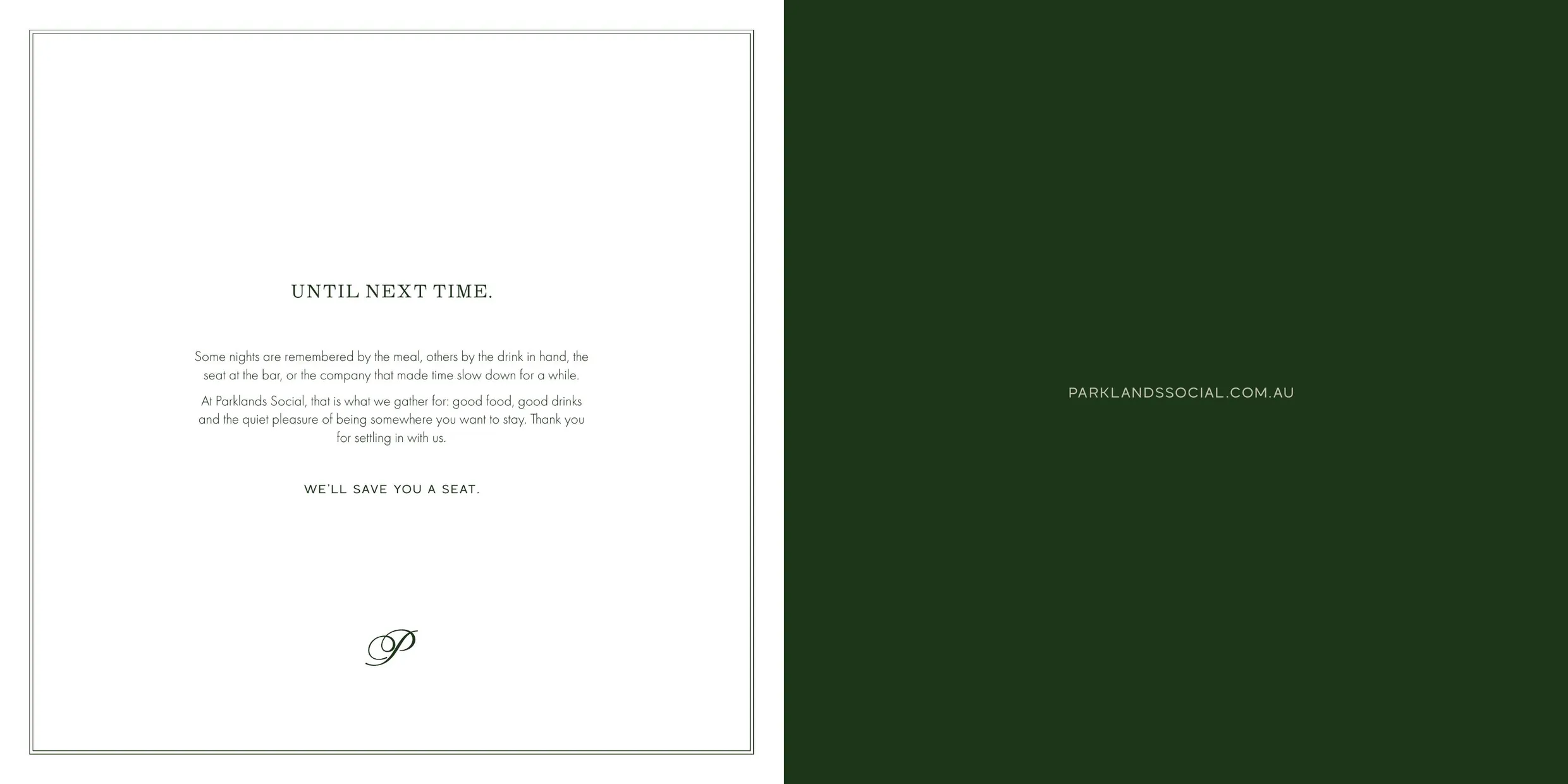 Parklands Social menu, page 16