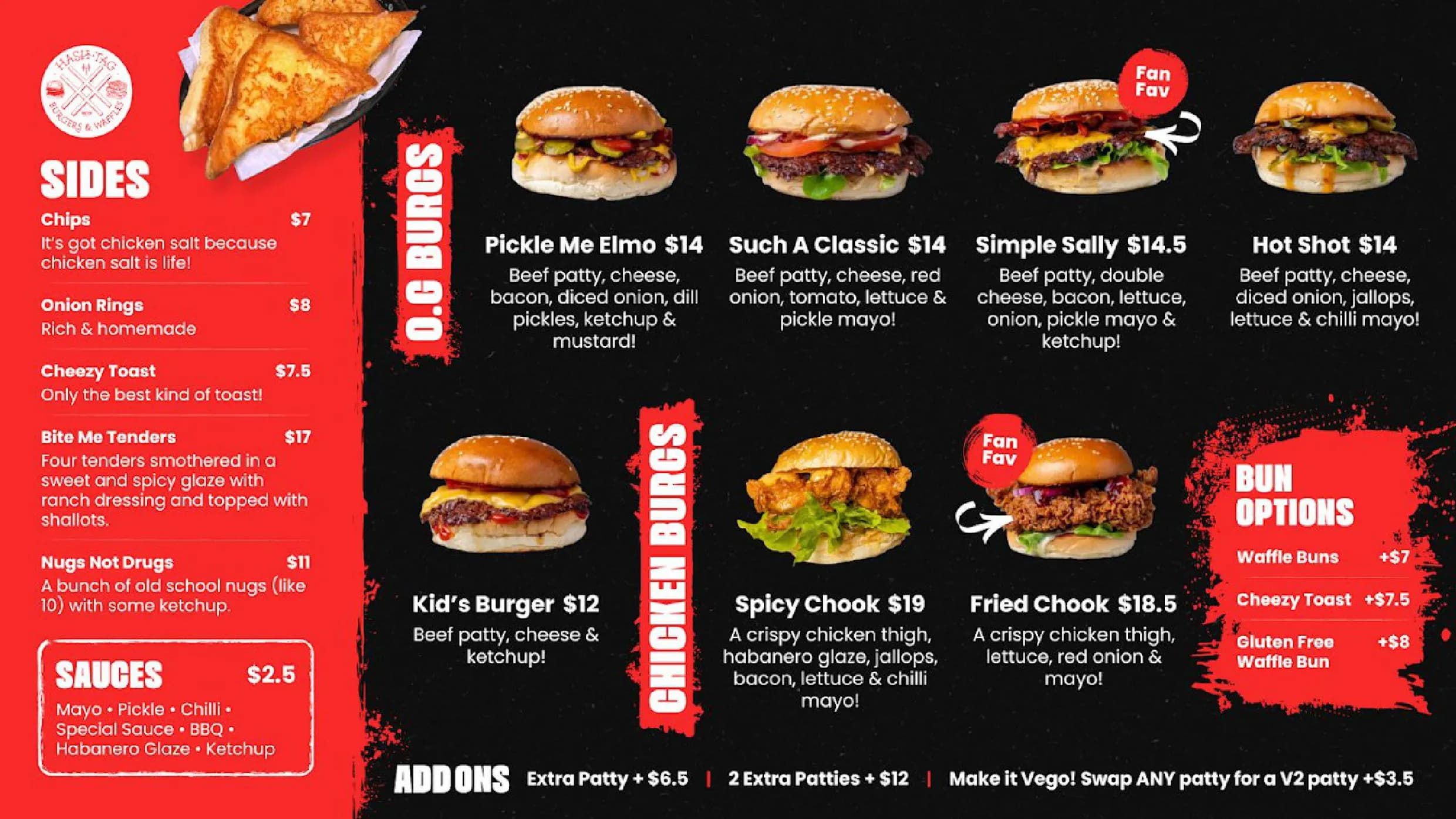 Hashtag Burgers & Waffles menu, page 1