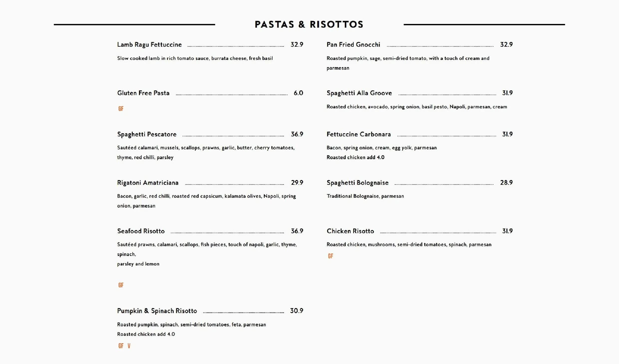 The Groove Train Chirnside Park menu, page 5