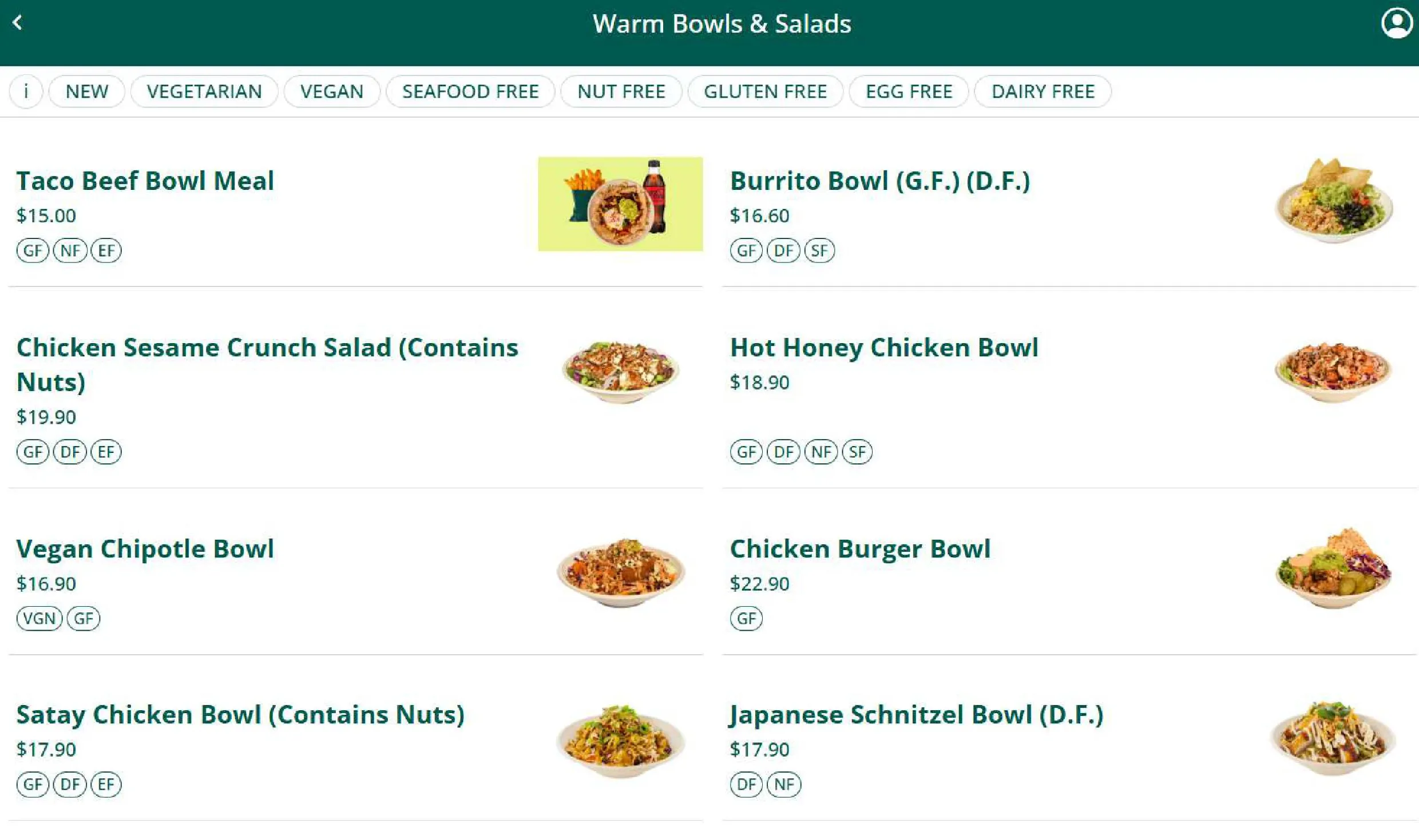 Liv Eat menu, page 1