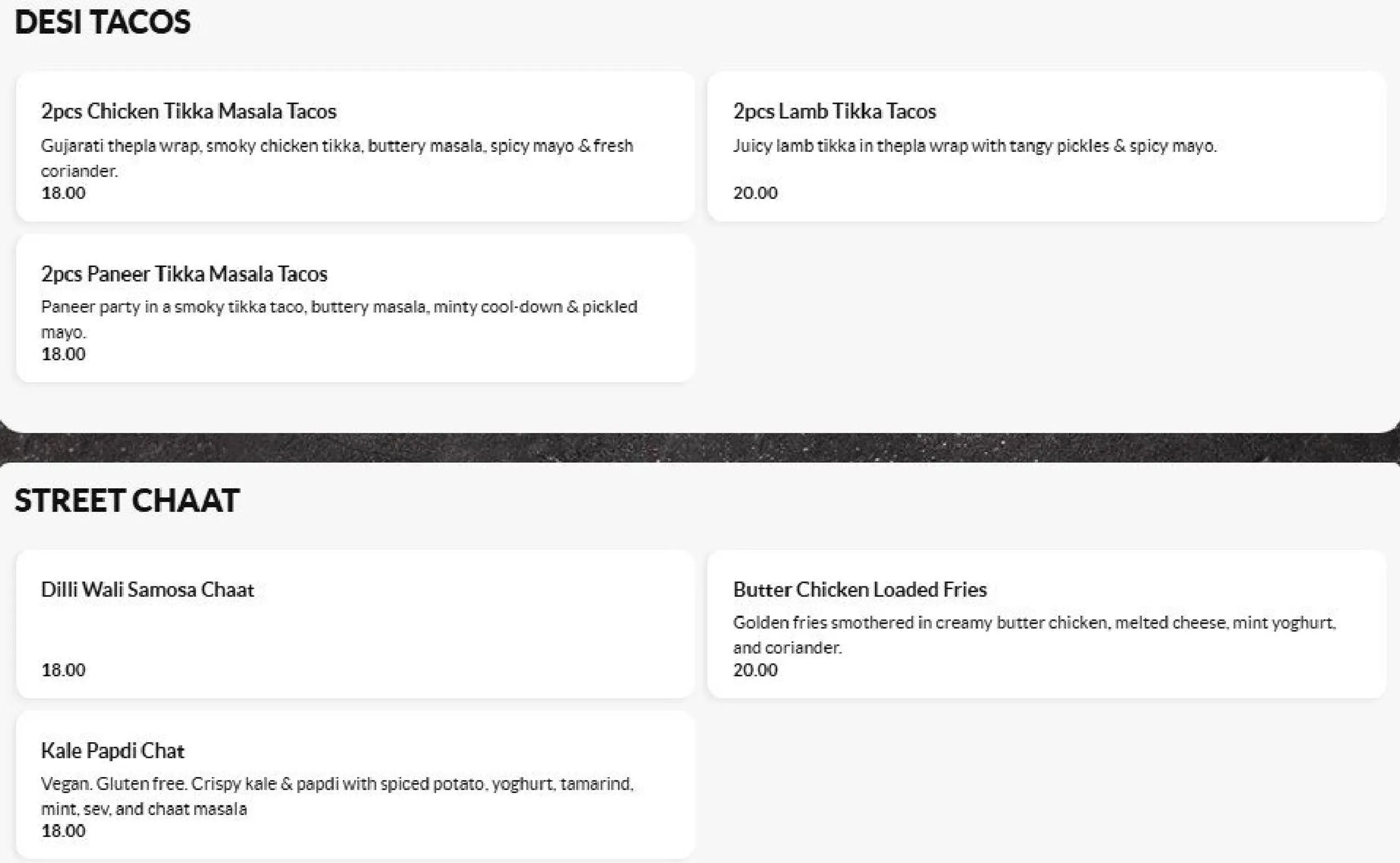 Babli’s Modern Indian menu, page 3