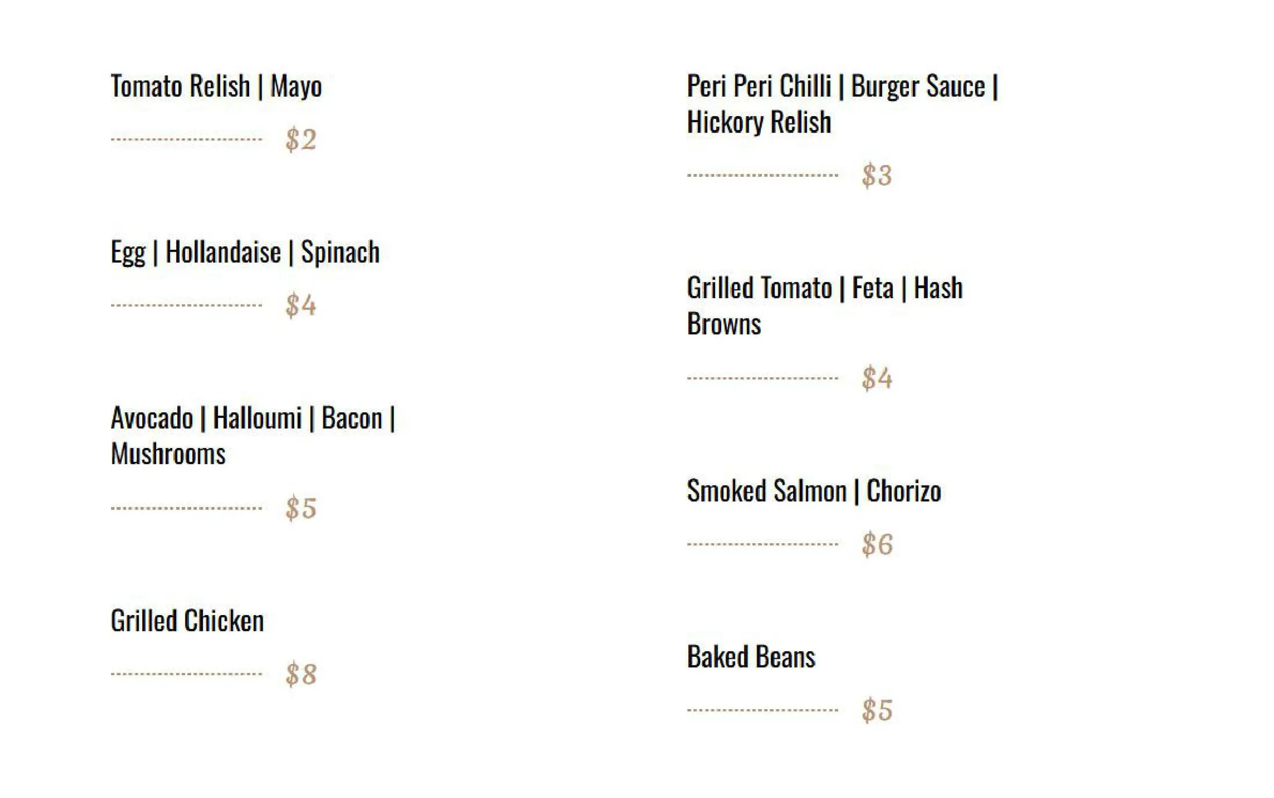 High Society menu, page 3