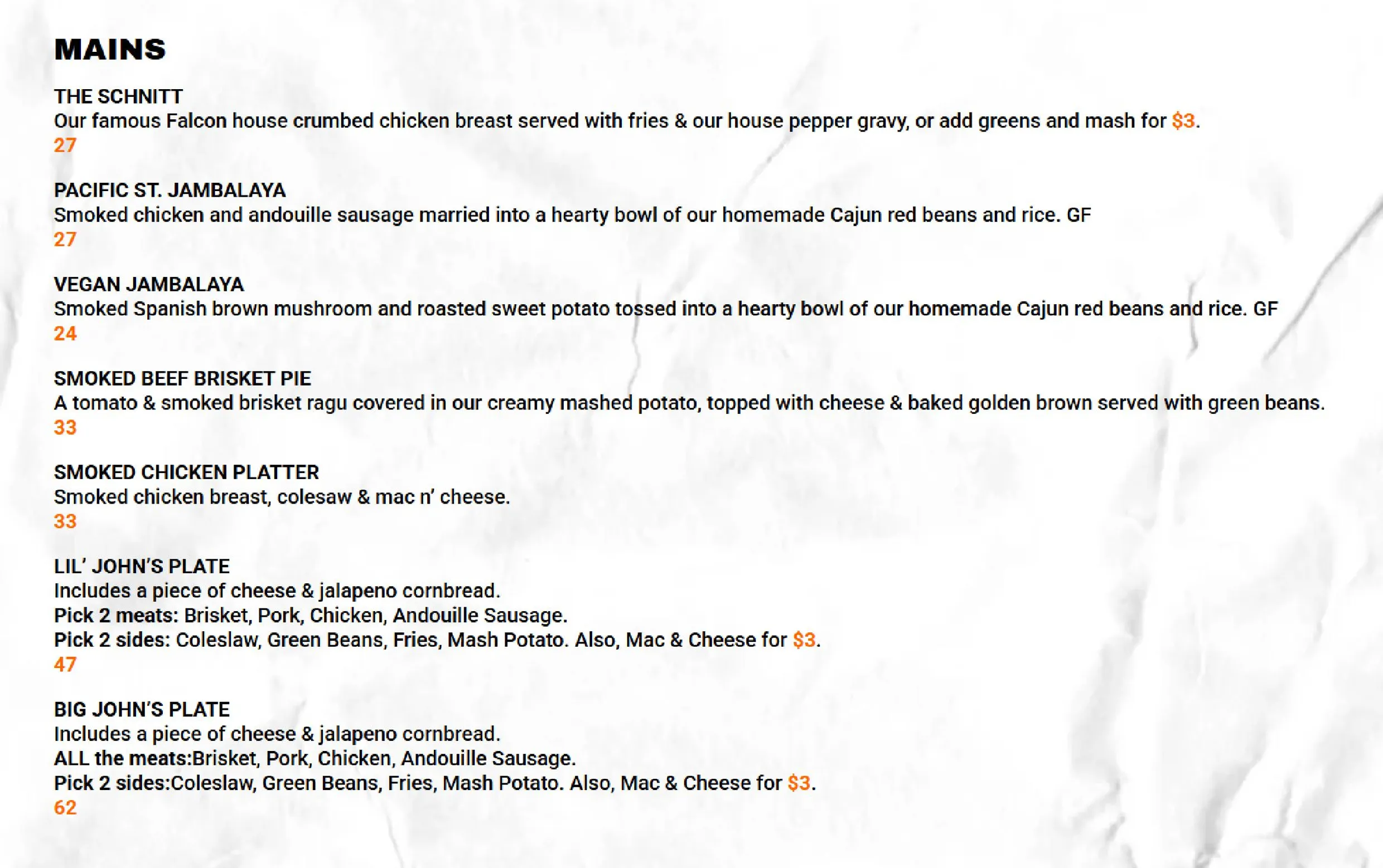 The Falcon Restaurant menu, page 4
