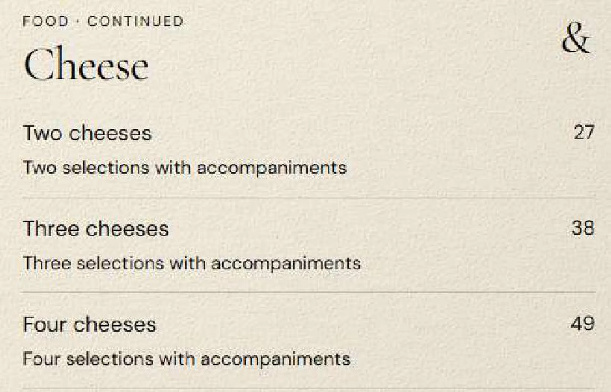 Wine & Larder menu, page 5