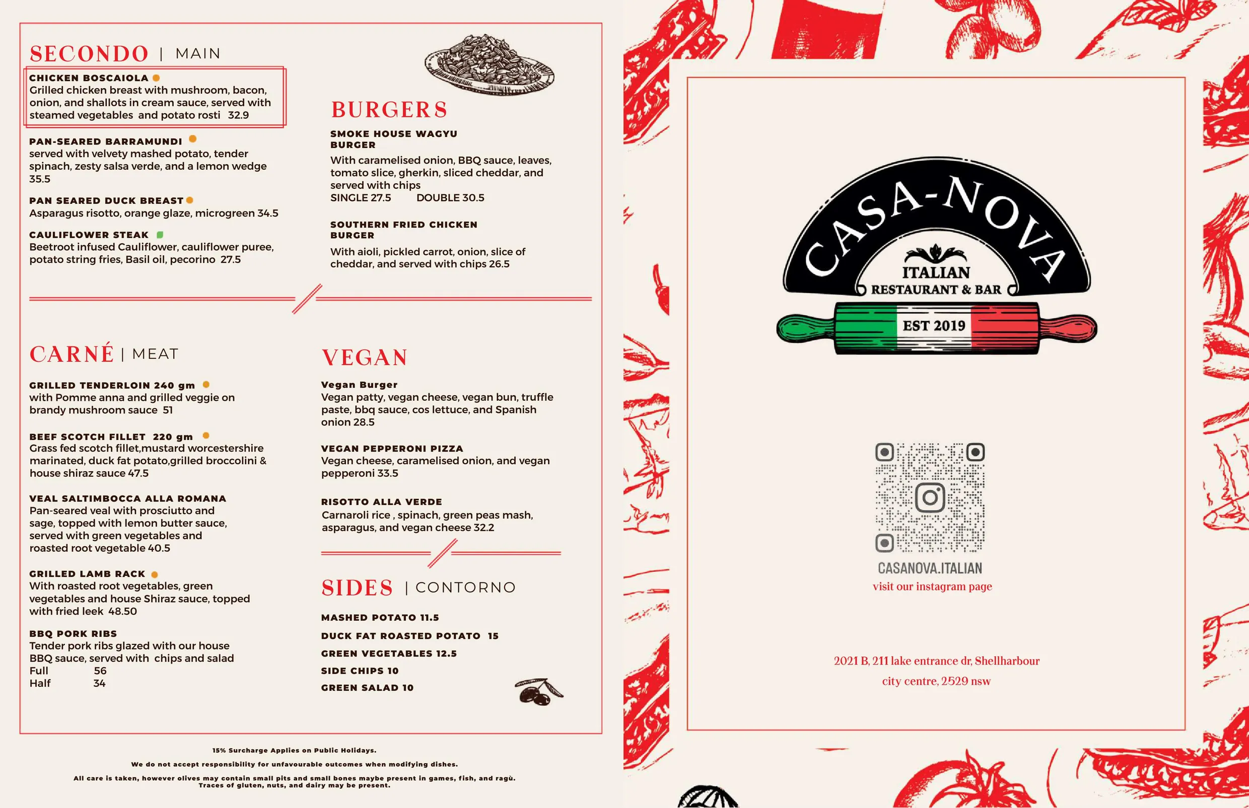 Casa Nova Italiano menu, page 2