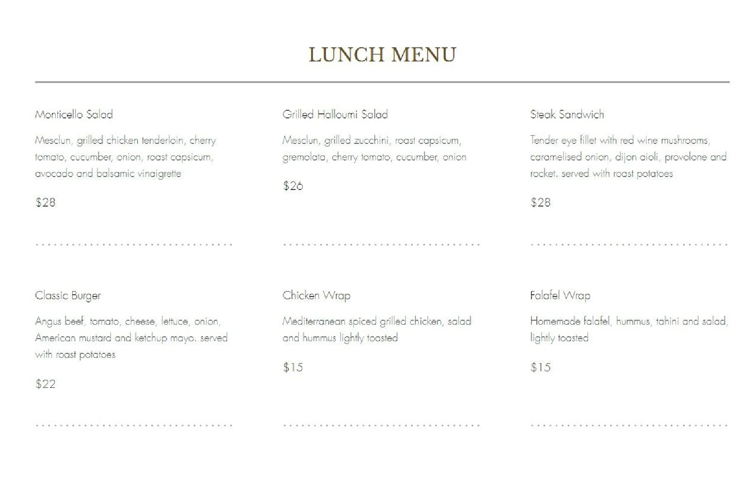 Charbel's menu, page 2